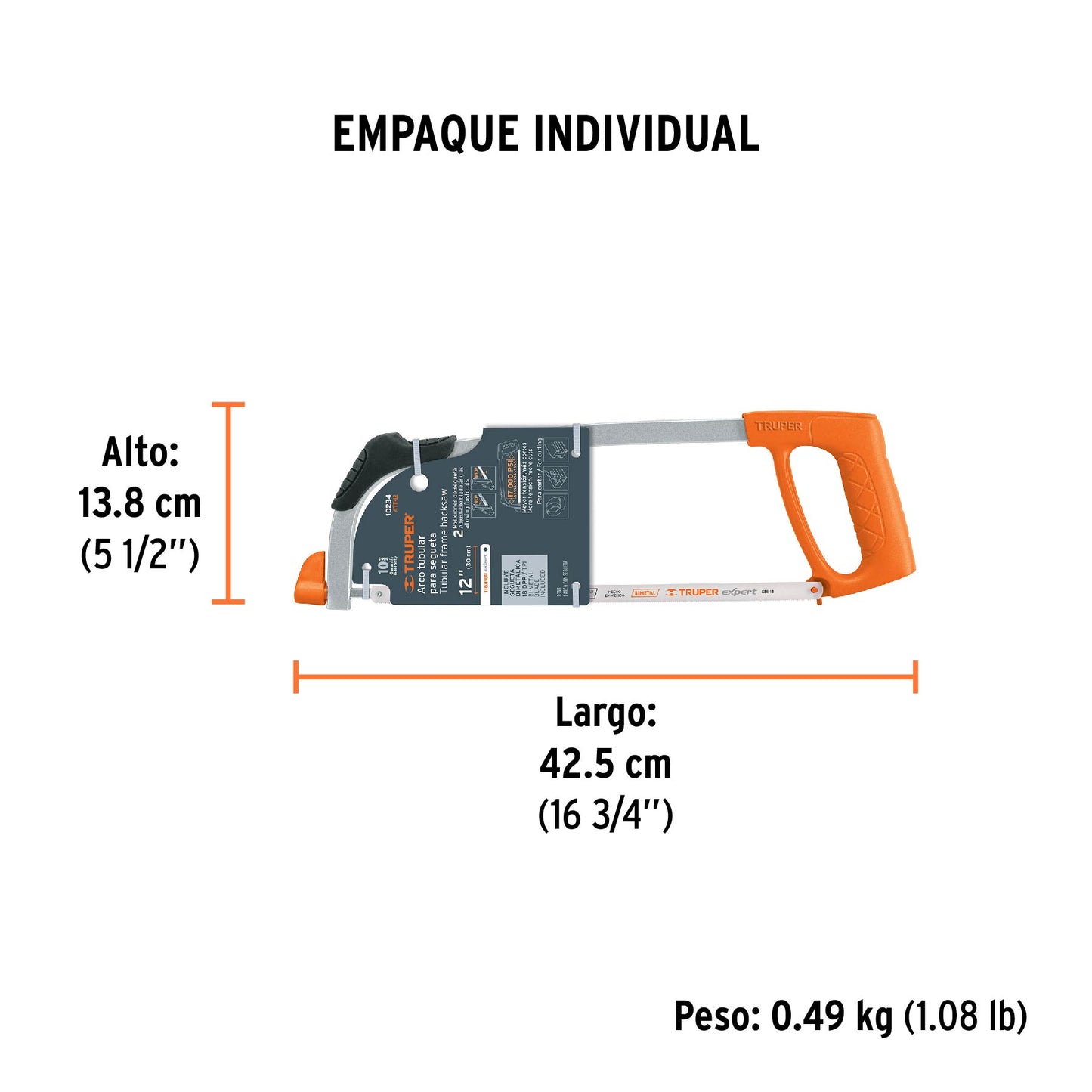 Arco 12' profesional tubular de acero para segueta, Truper