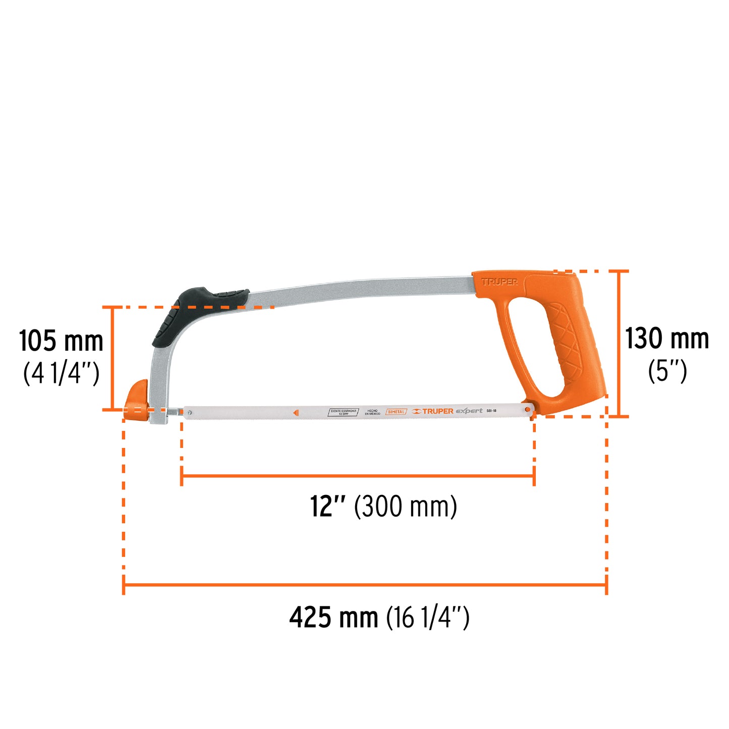 Arco 12' profesional tubular de acero para segueta, Truper