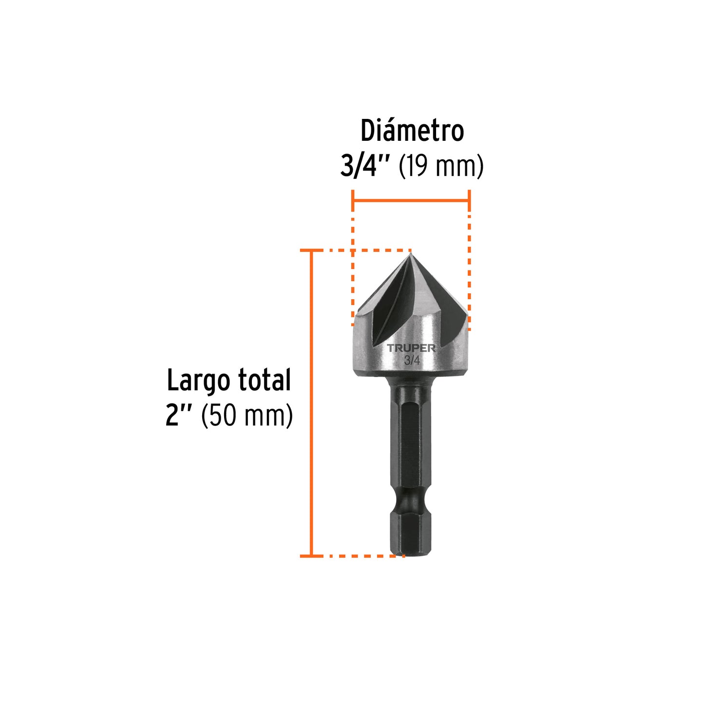 Avellanador HSS cambio rápido 3/4', Truper
