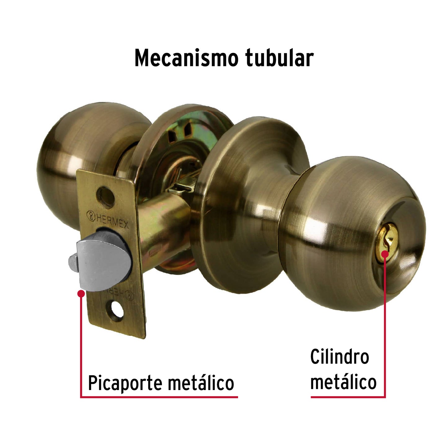 Cerradura tipo esfera, tubular, recámara, antiguo, BASIC
