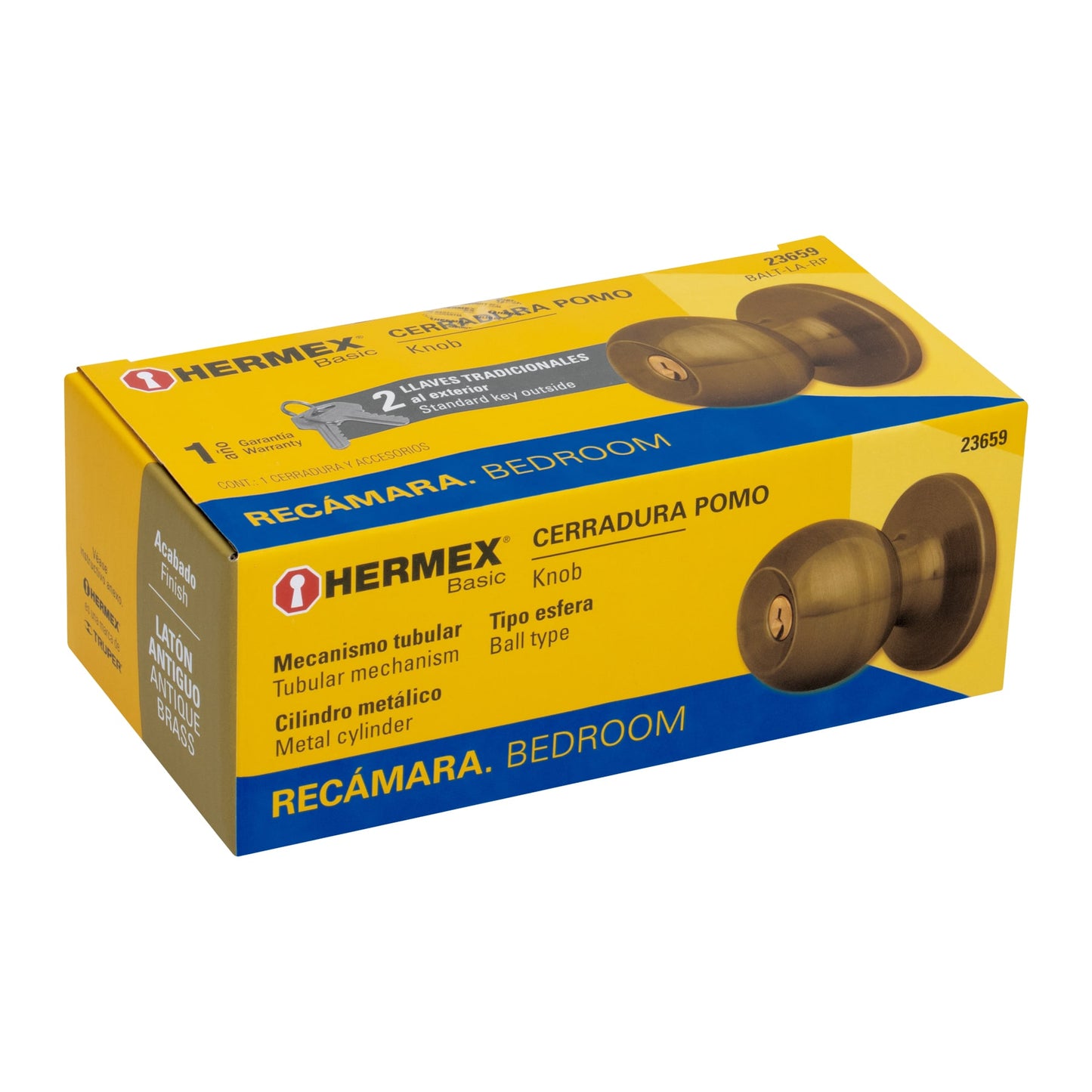 Cerradura tipo esfera, tubular, recámara, antiguo, BASIC