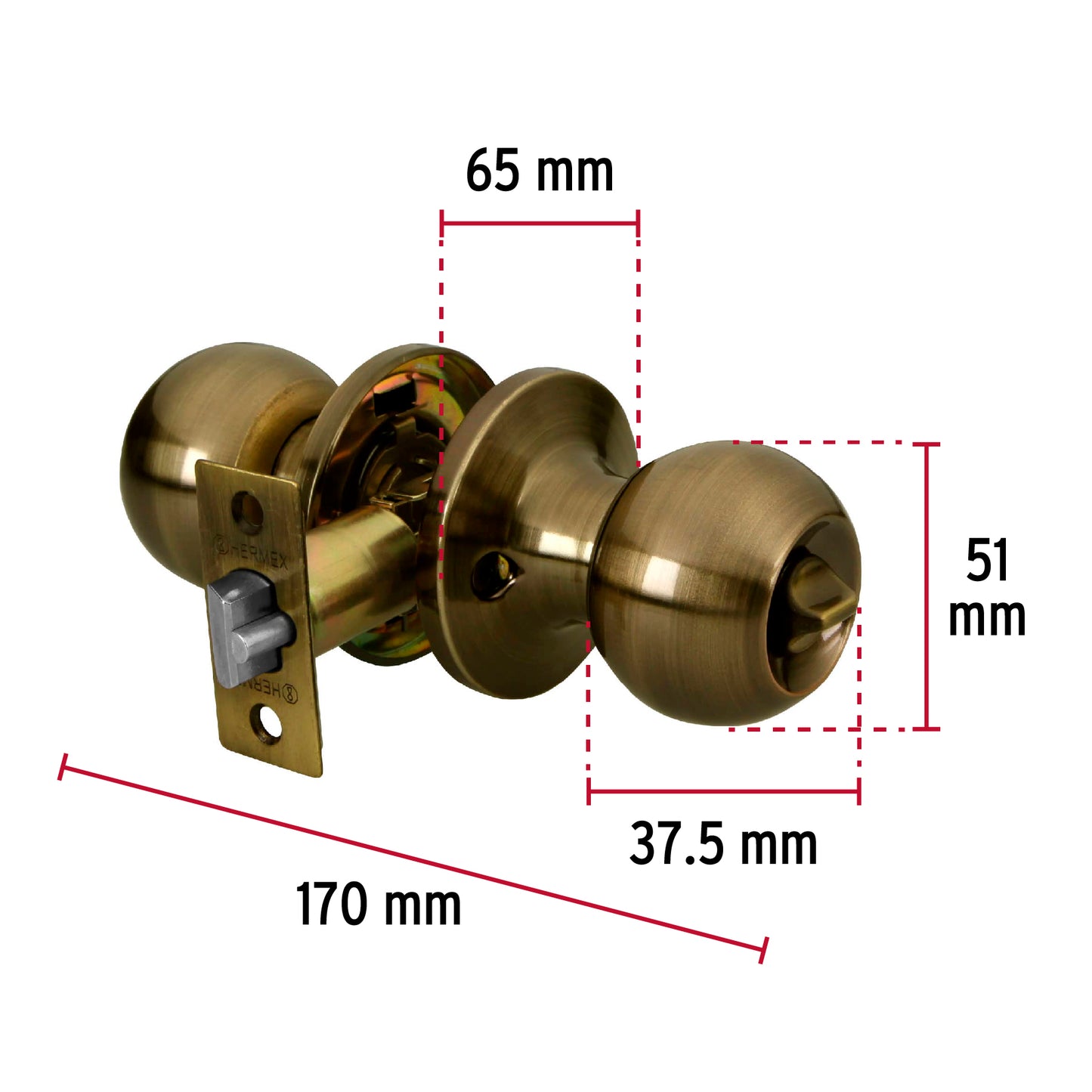 Cerradura tipo esfera, tubular, recámara, antiguo, BASIC