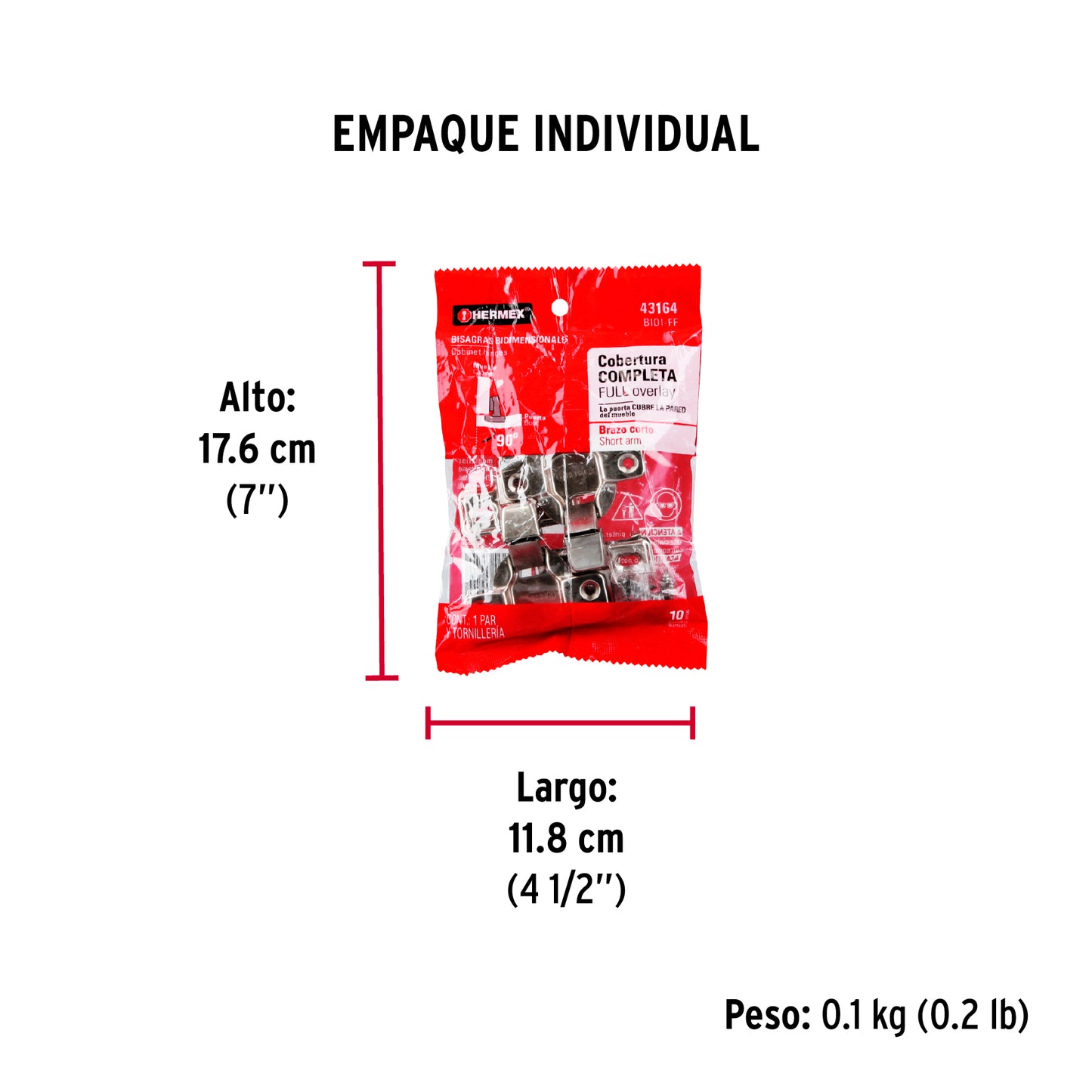 Bolsa c/2 bisagras bidimensionales de brazo corto,c completa