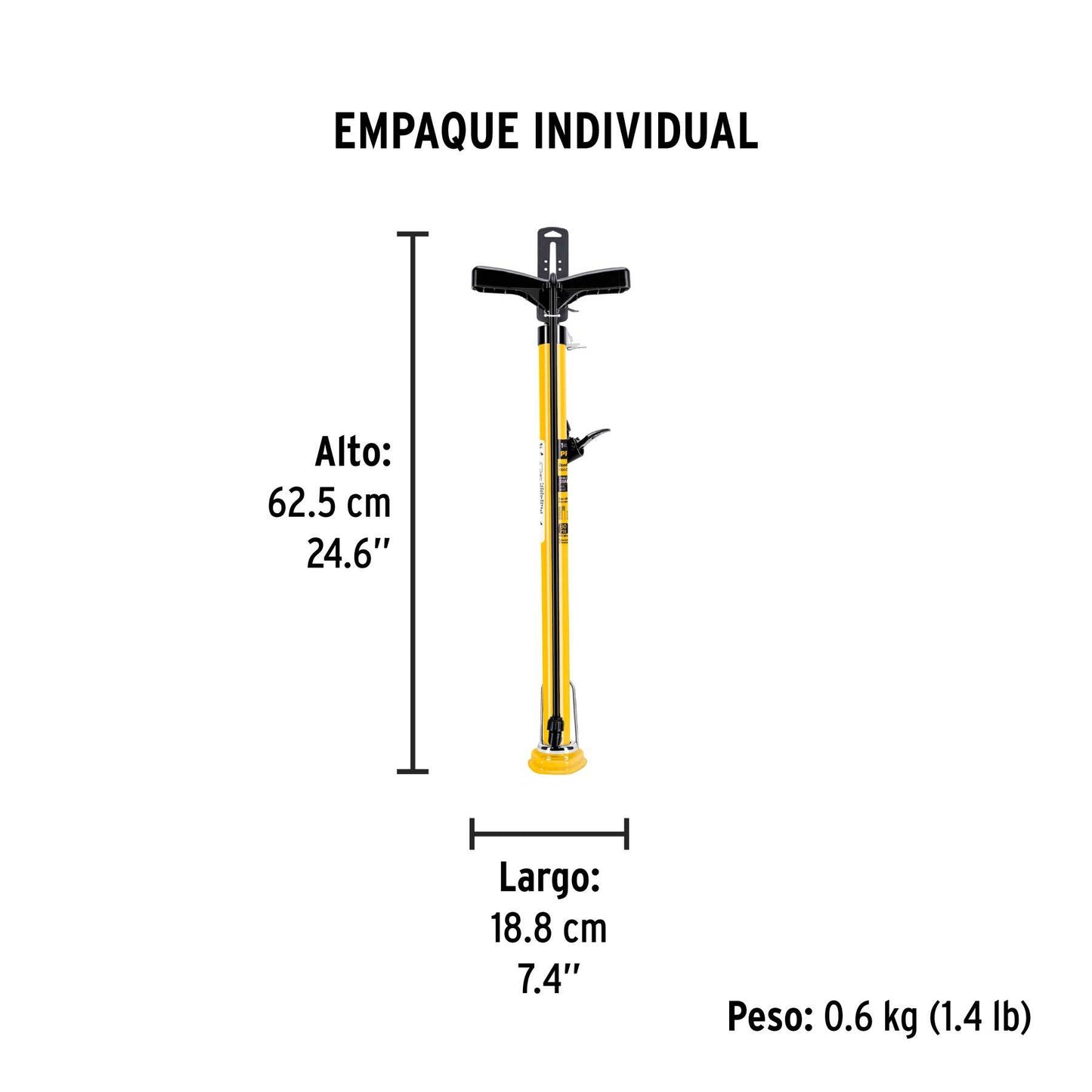 Bomba manual para inflar, 80 PSI, PRETUL