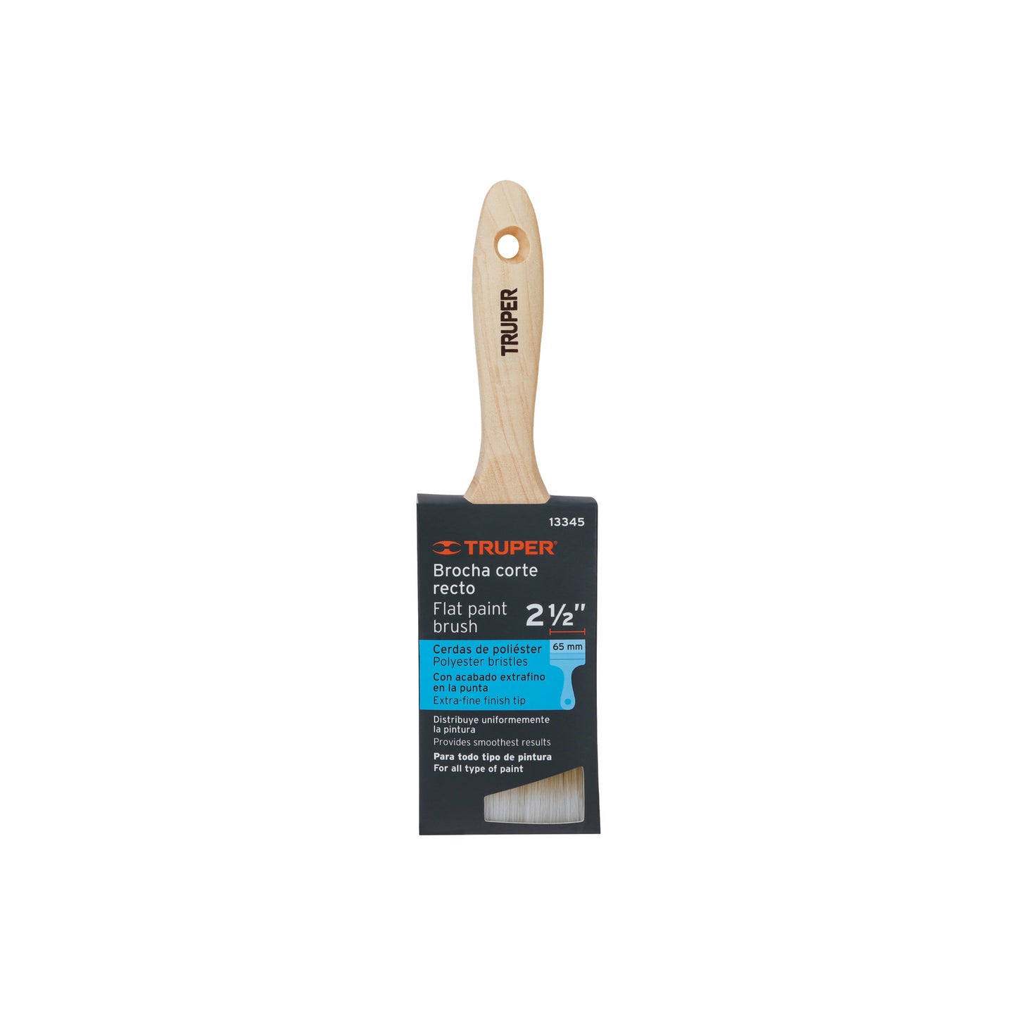 Brocha cerdas sintéticas 2-1/2' corte recto, mango de madera