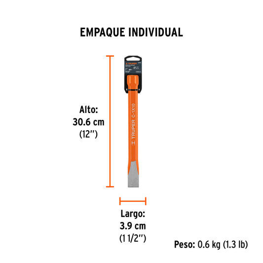 Cincel de corte frío de 1 X 10', Truper