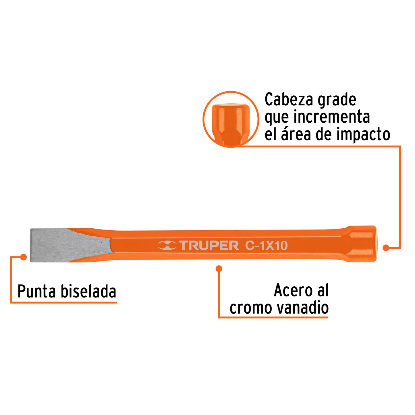 Cincel de corte frío de 1 X 10', Truper
