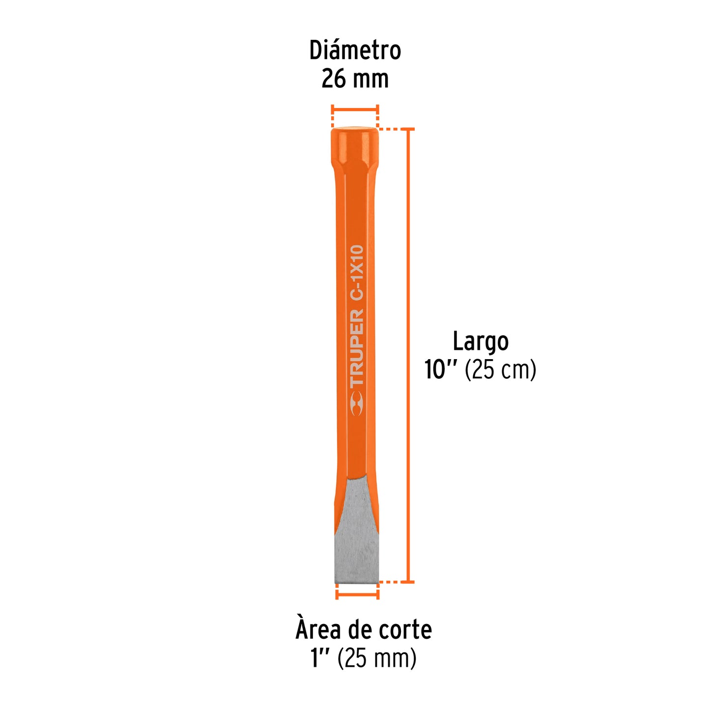 Cincel de corte frío de 1 X 10', Truper