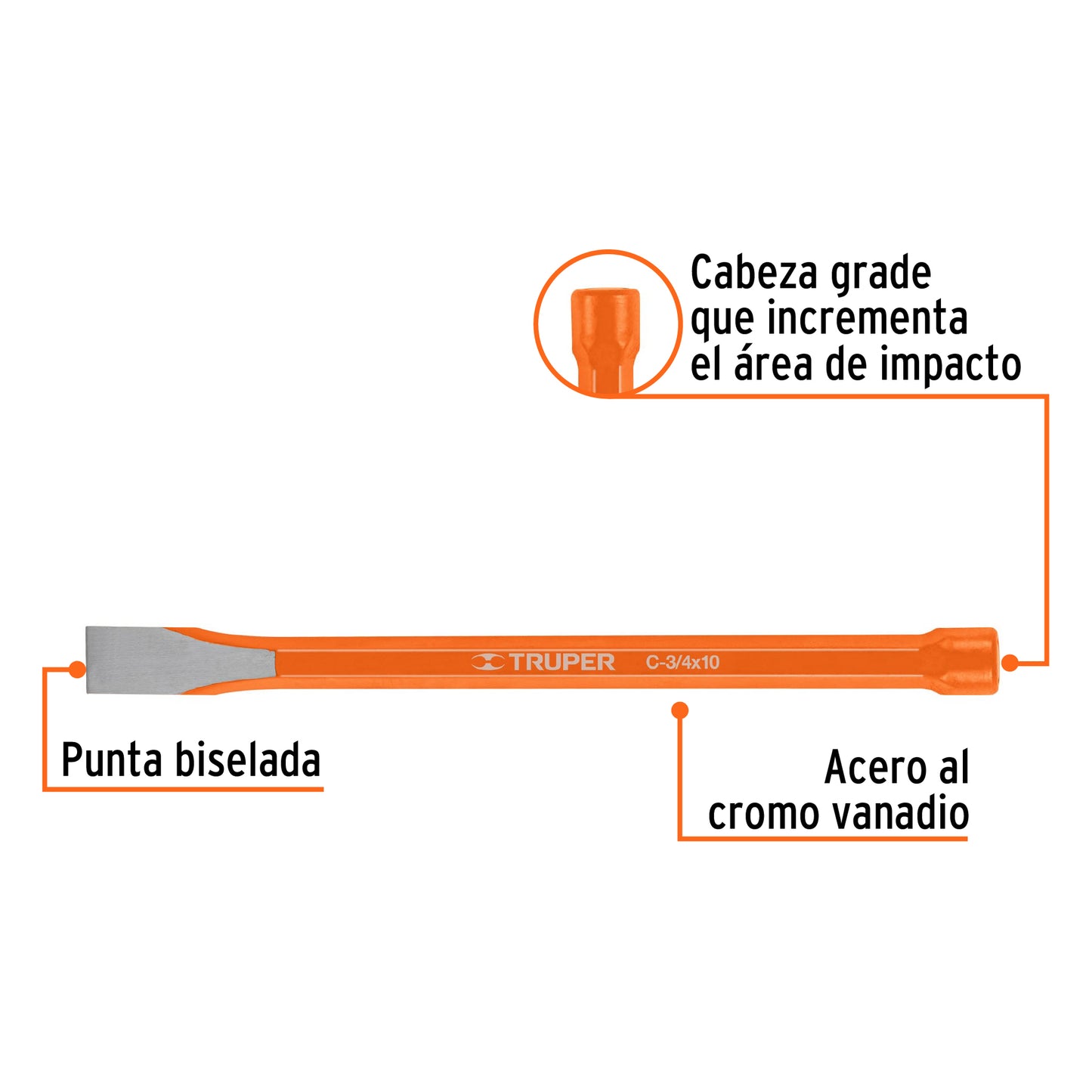 Cincel de corte frío de 3/4 X 10', Truper