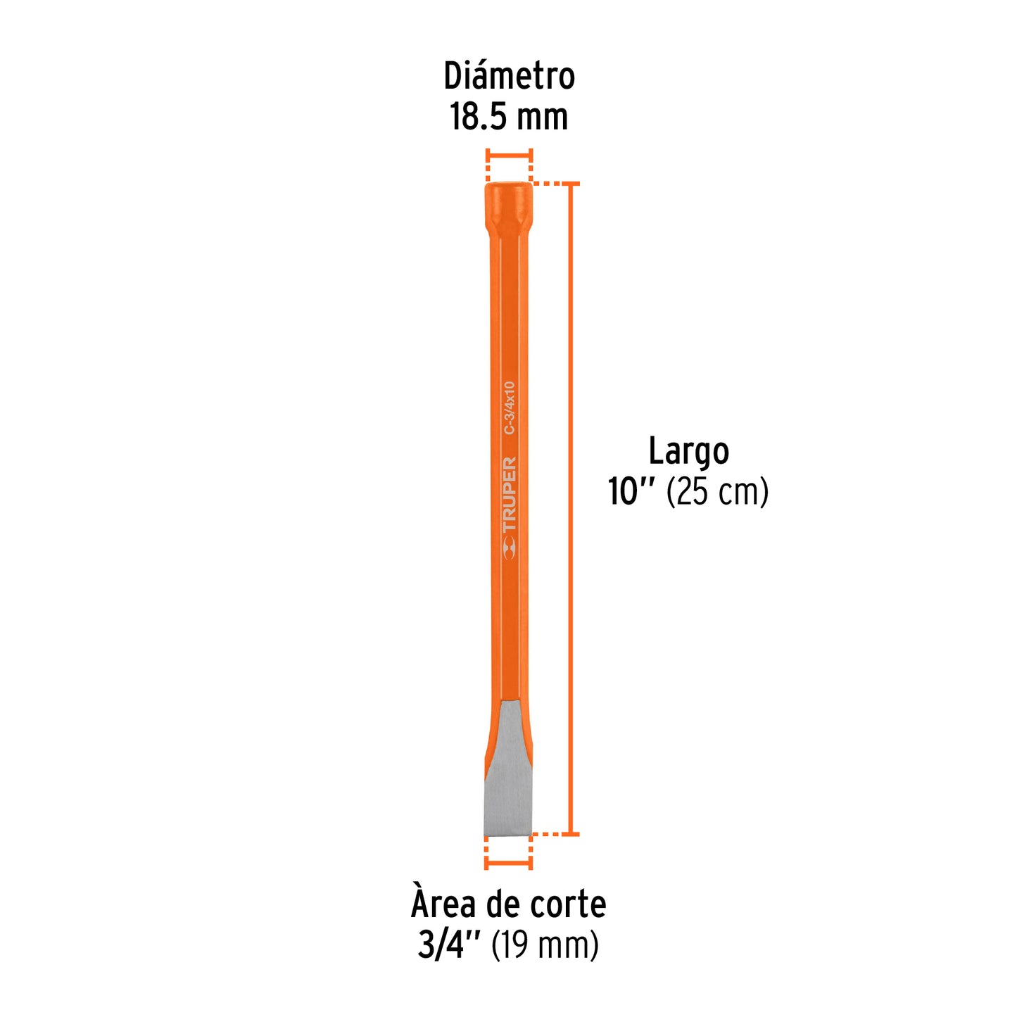 Cincel de corte frío de 3/4 X 10', Truper