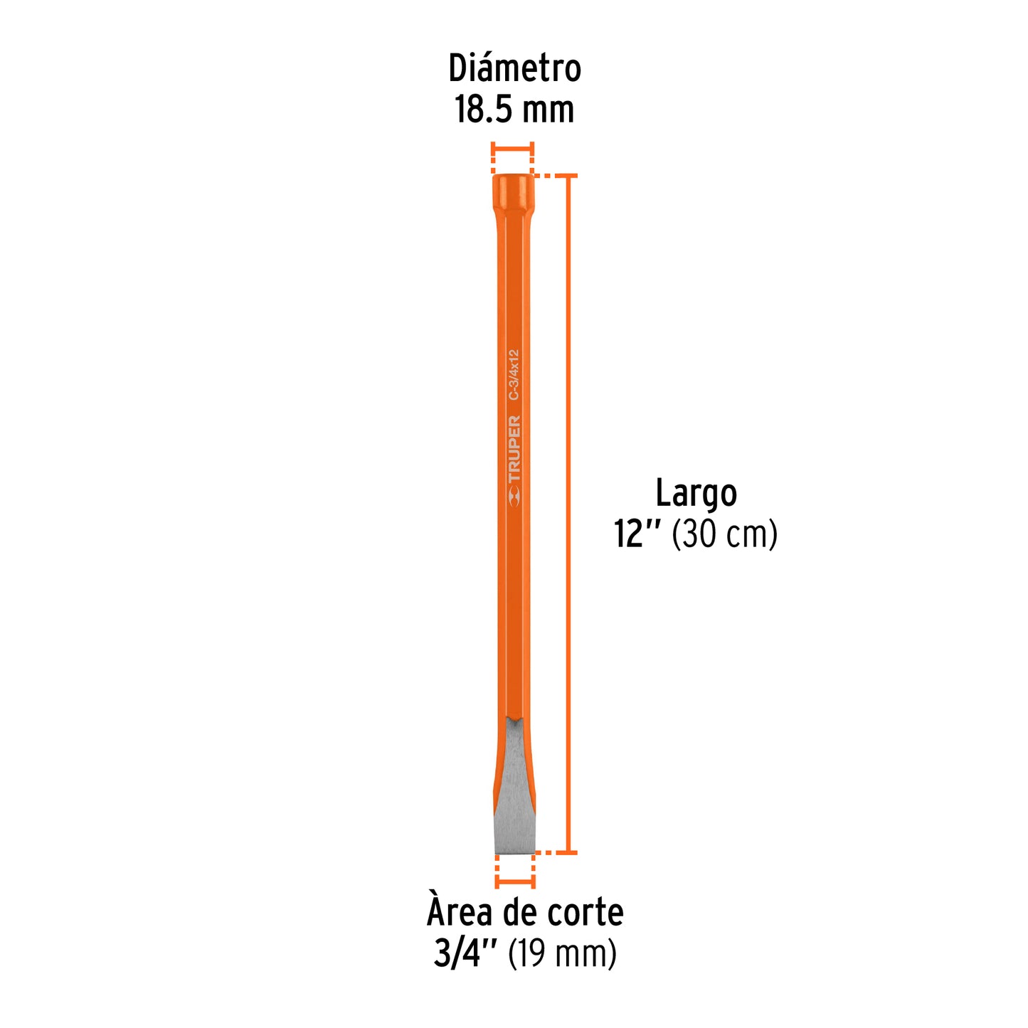 Cincel de corte frío de 3/4 X 12', Truper