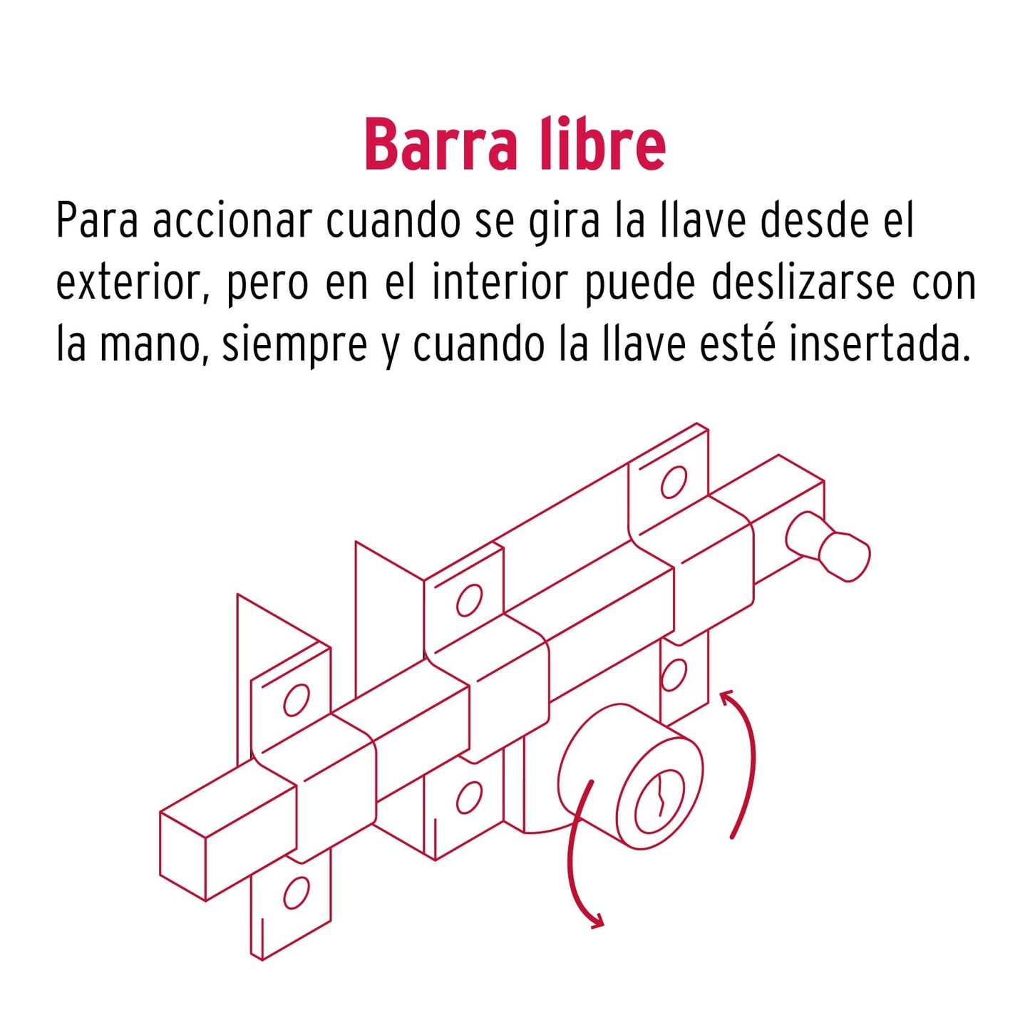 Cerradura de barra libre, derecha, HERMEX