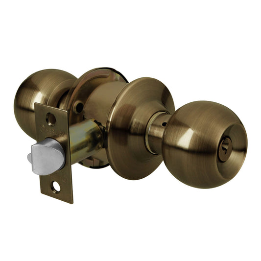 Cerradura tipo esfera para entrada, latón antiguo, HERMEX