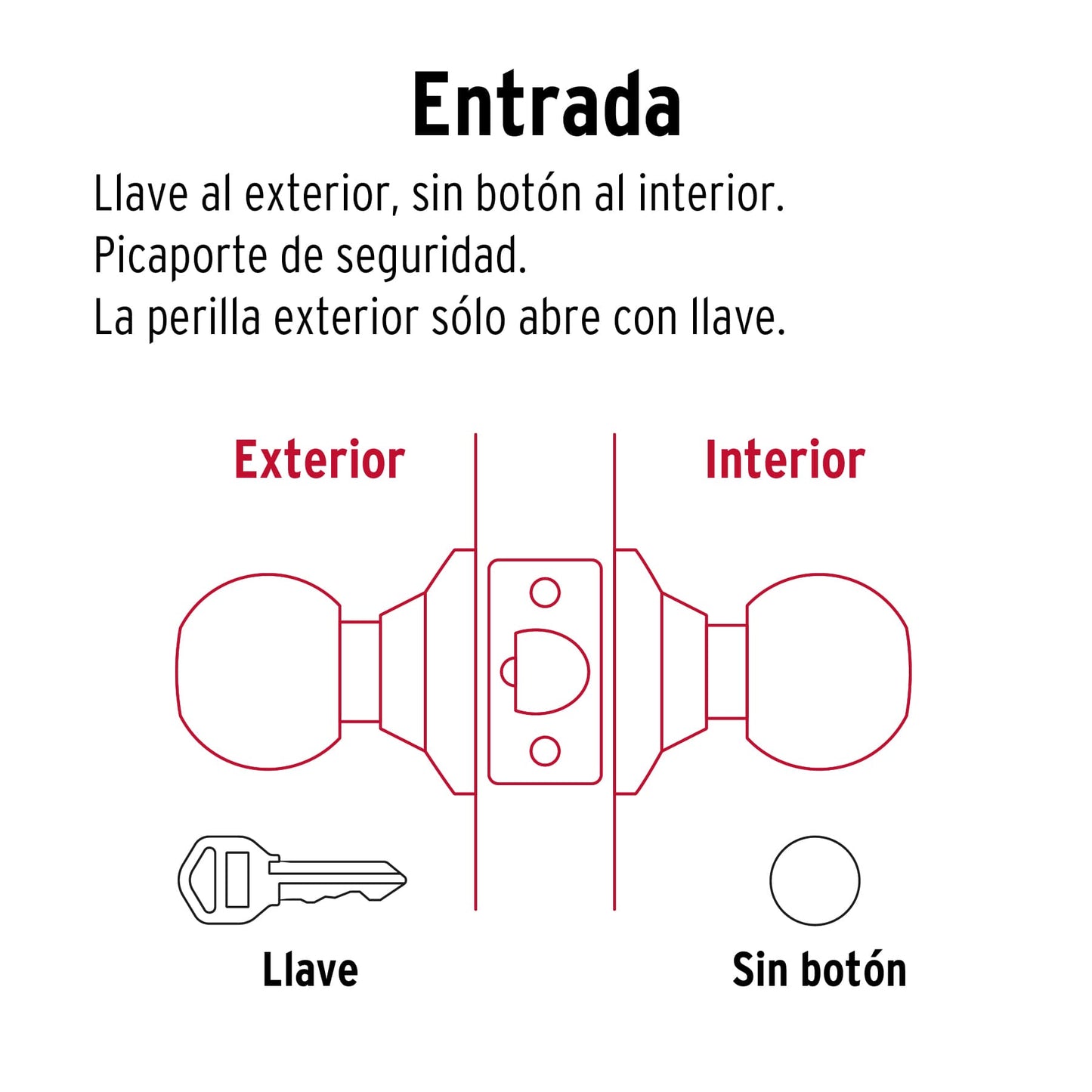 Cerradura tipo esfera para entrada, latón antiguo, HERMEX