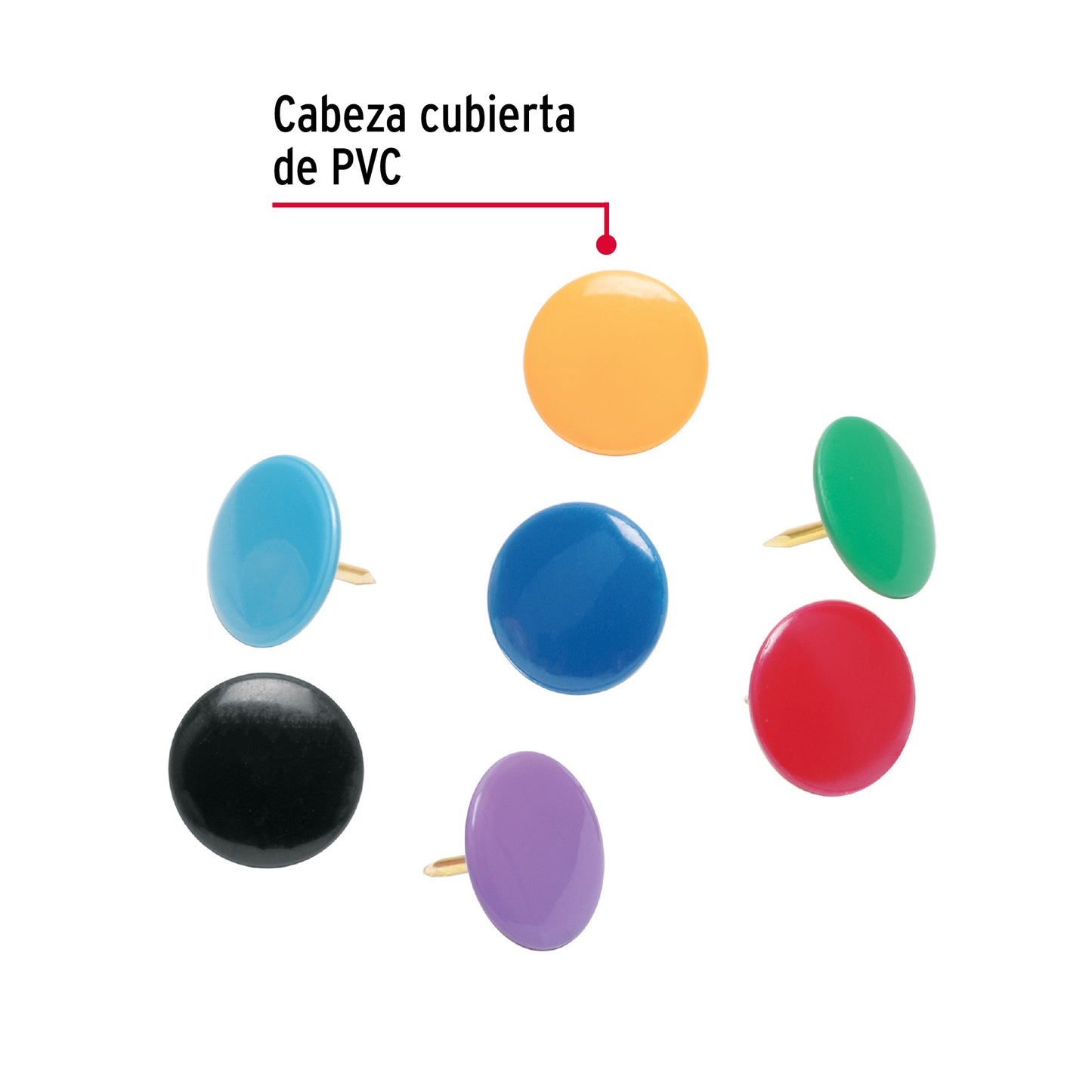 Caja con 100 chinches en 10 colores surtidos, FIERO