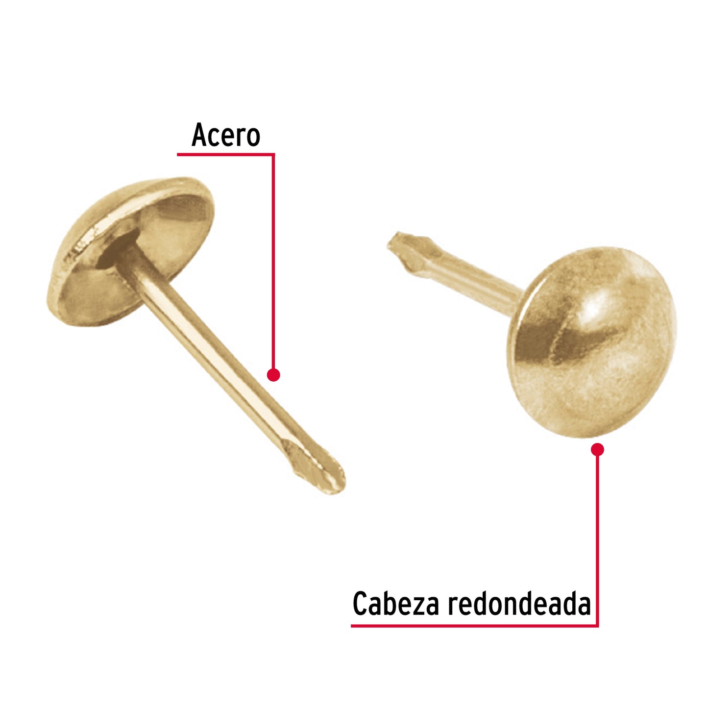 Caja con 500 clavillos dorados de 17 mm, FIERO