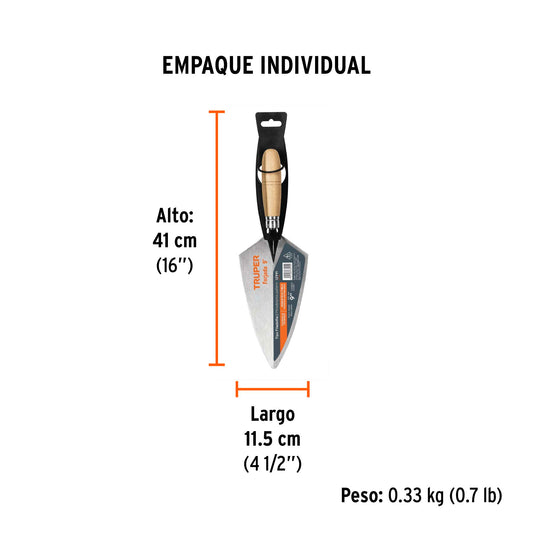Cuchara para albañil 9' forjada tipo Filadelfia, TRUPER