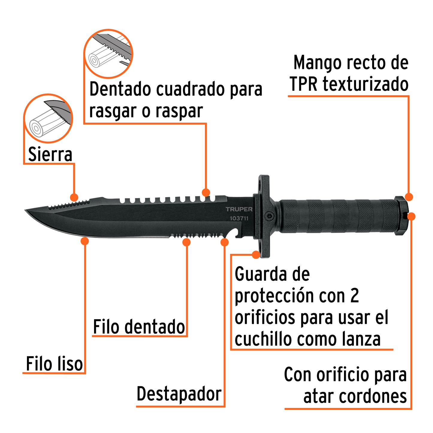 Cuchillo táctico de monte 8', TRUPER