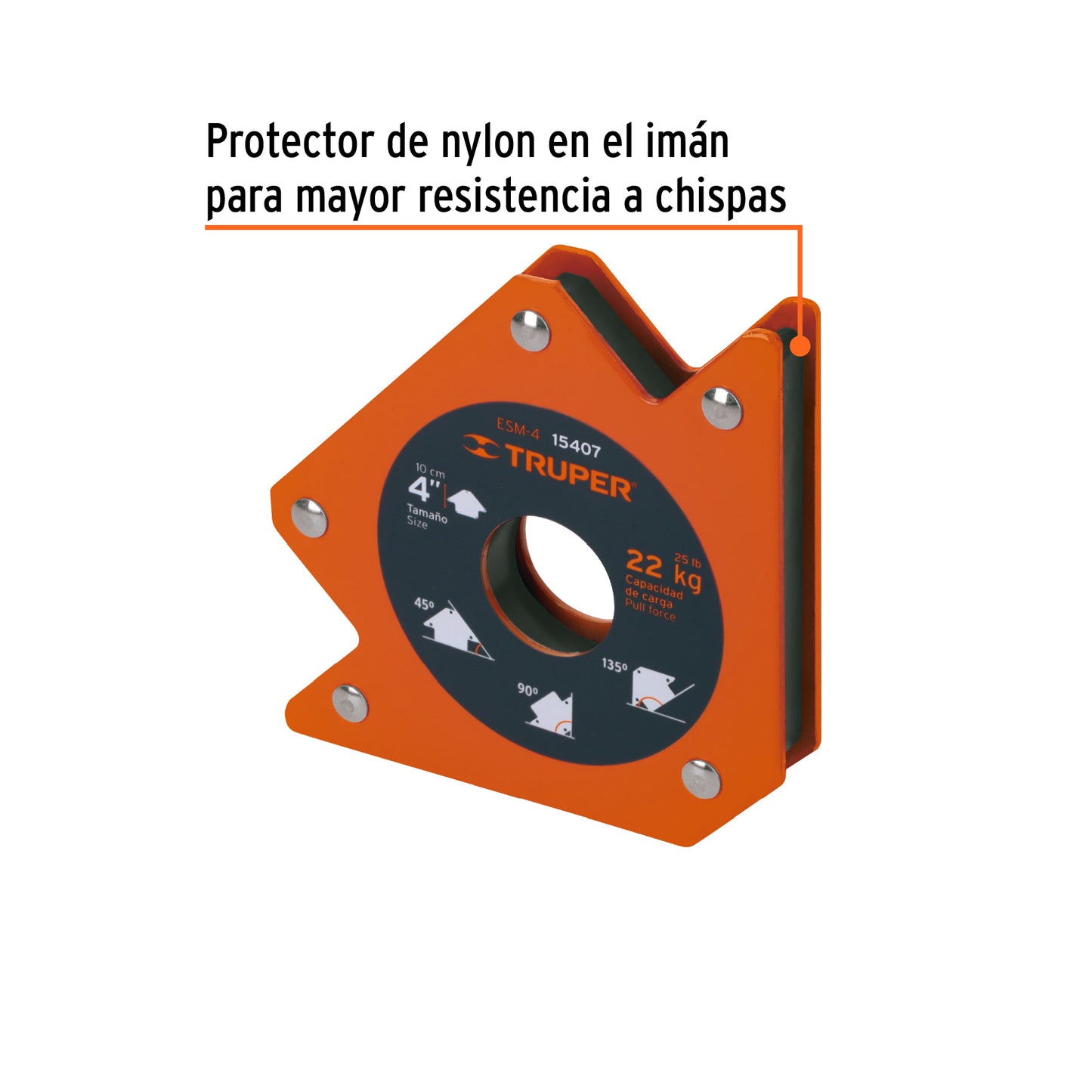 Escuadra magnética p/soldar, 4', capacidad 22 kg, TRUPER