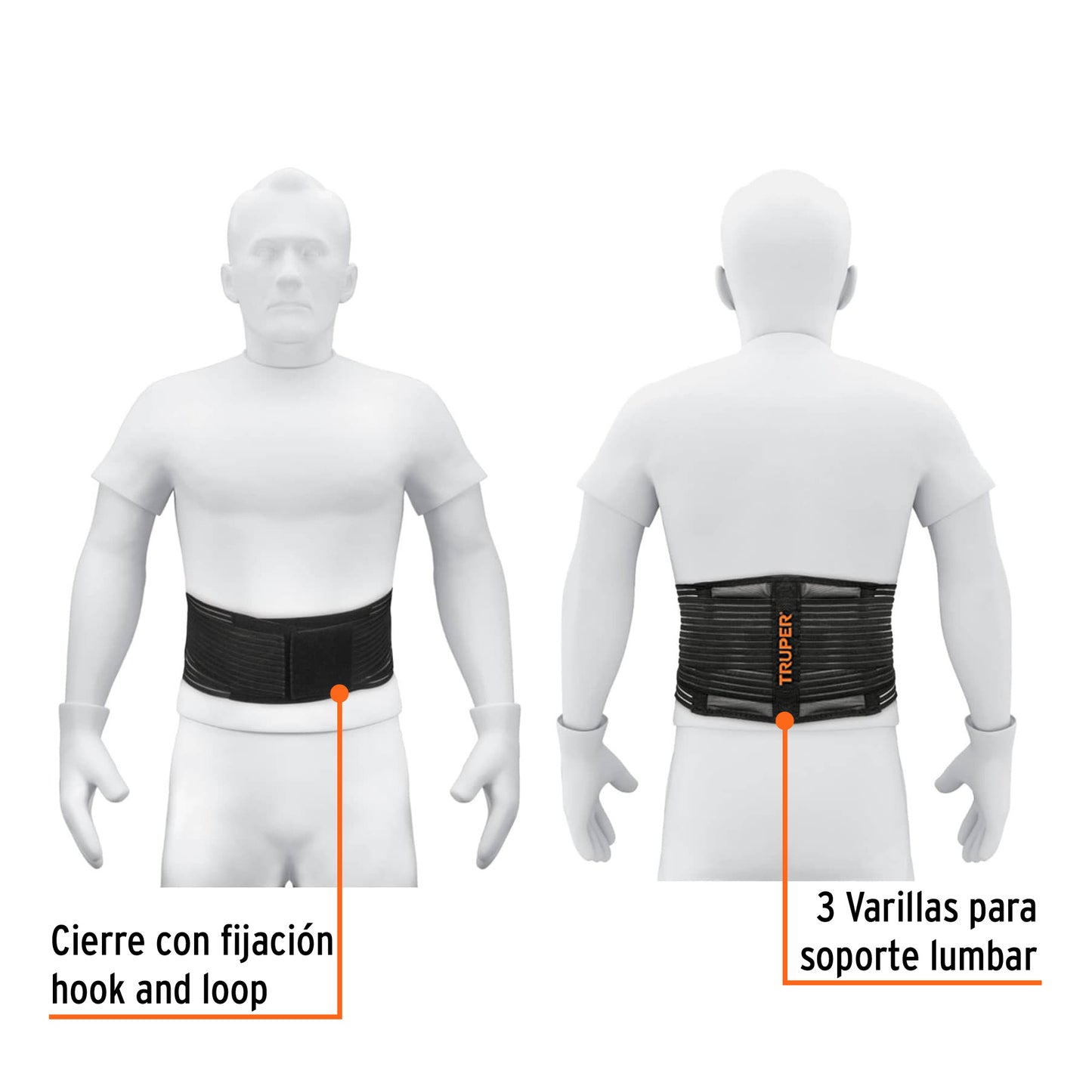 Faja lumbar tipo cinturón de malla transpirable, M, Truper