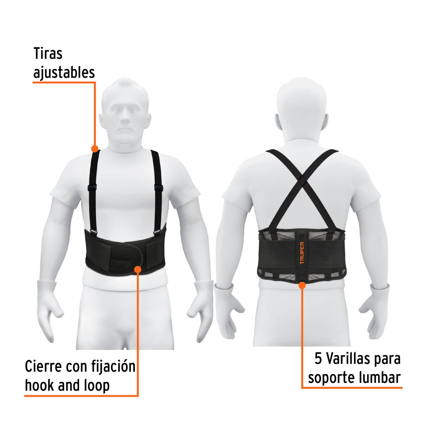Faja lumbar de malla transpirable, talla M, Truper