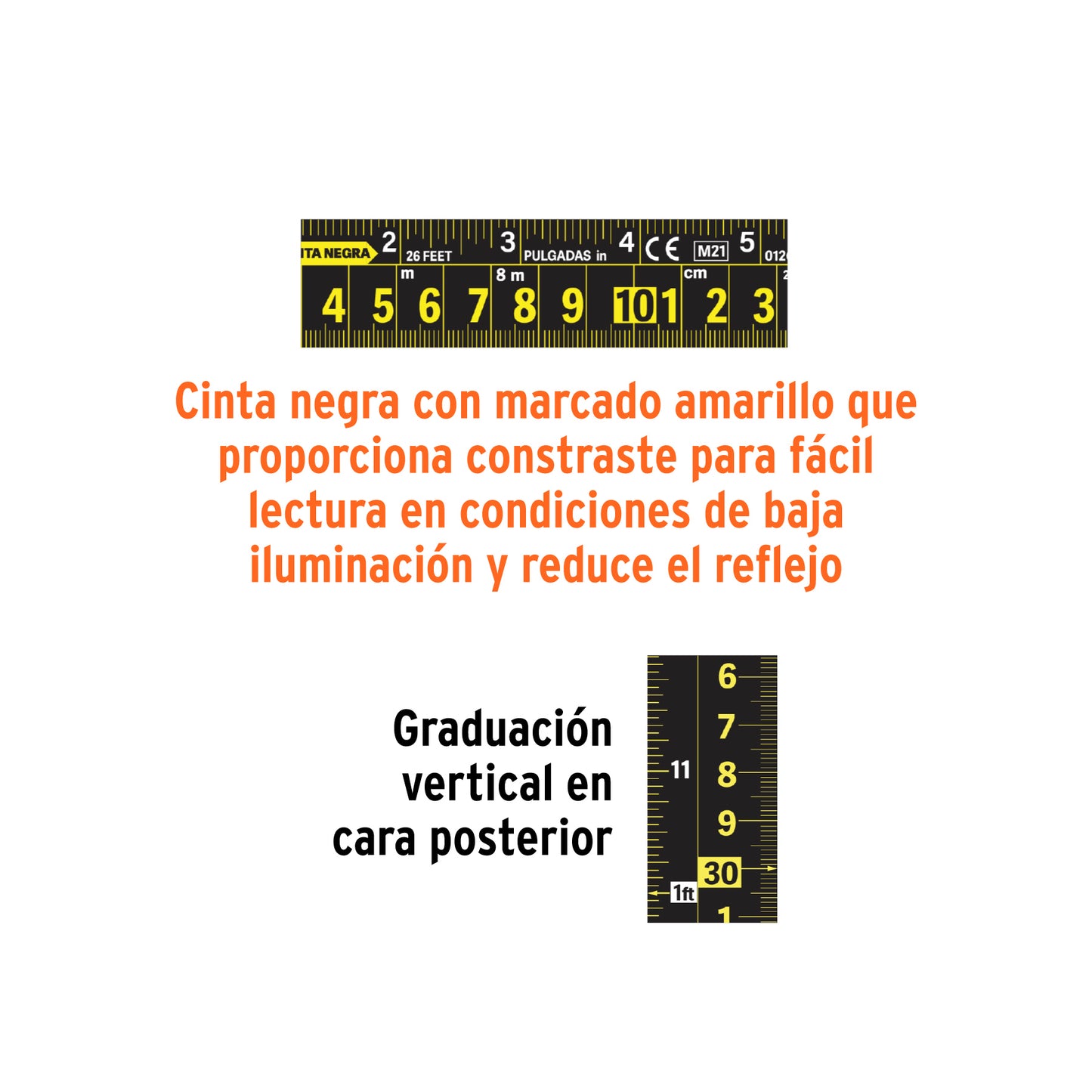 Flexómetro contra impactos 5.5 m, Cinta Negra 25 mm, Truper