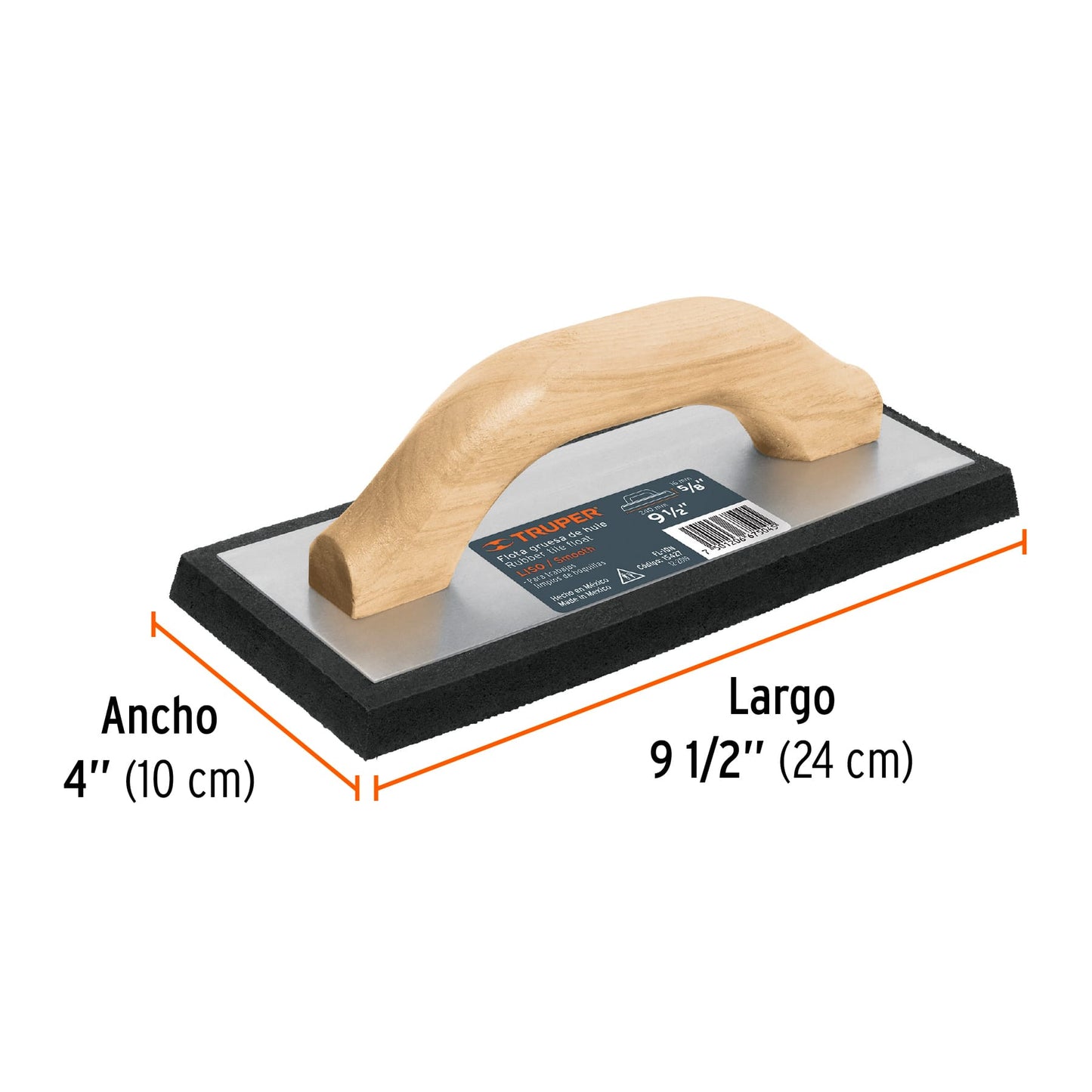 Flota de hule 9-1/2', espesor 5/8', acabado liso, TRUPER