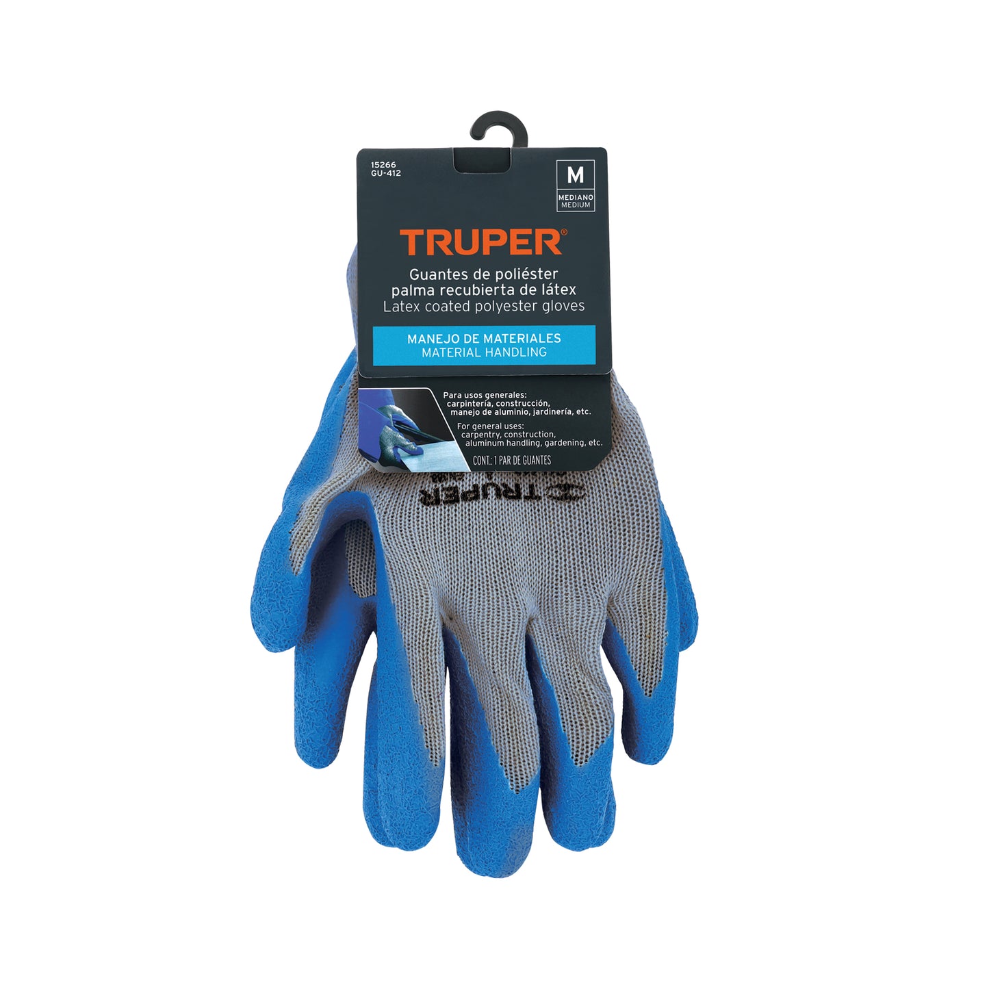 Guantes de poliéster recubiertos de latex, M, TRUPER