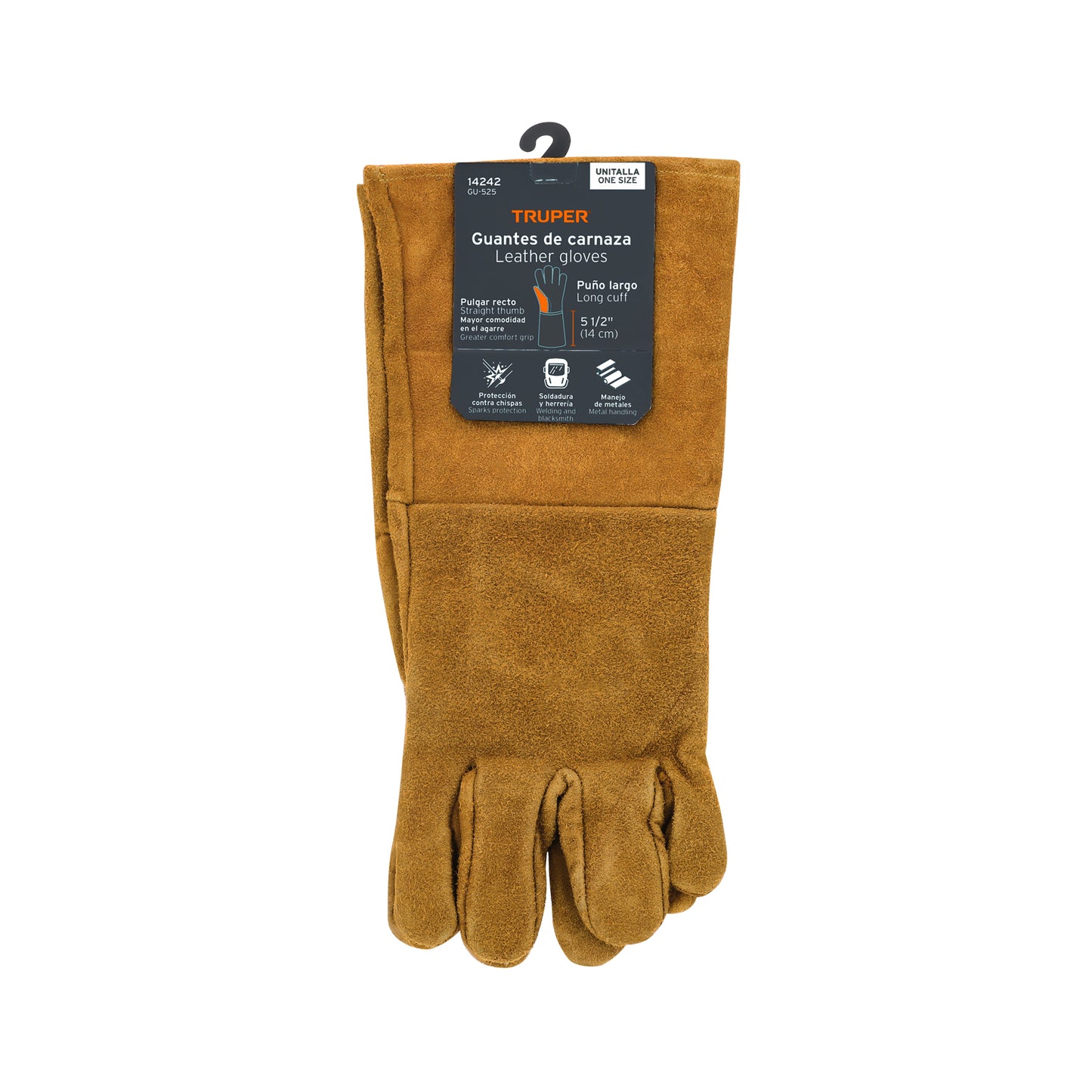 Guantes de carnaza, largos, unitalla, TRUPER