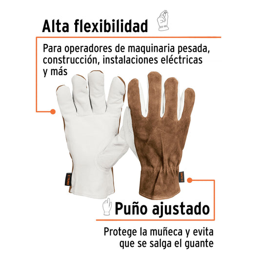 Guantes de piel de cabra con dorso de carnaza, TRUPER