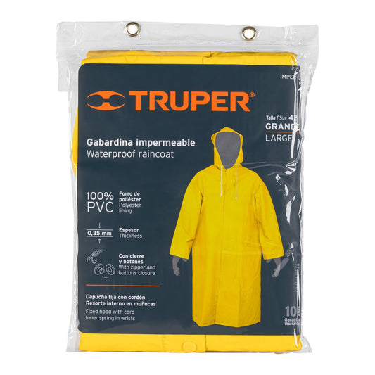 Gabardina impermeable doble capa, talla G, Truper