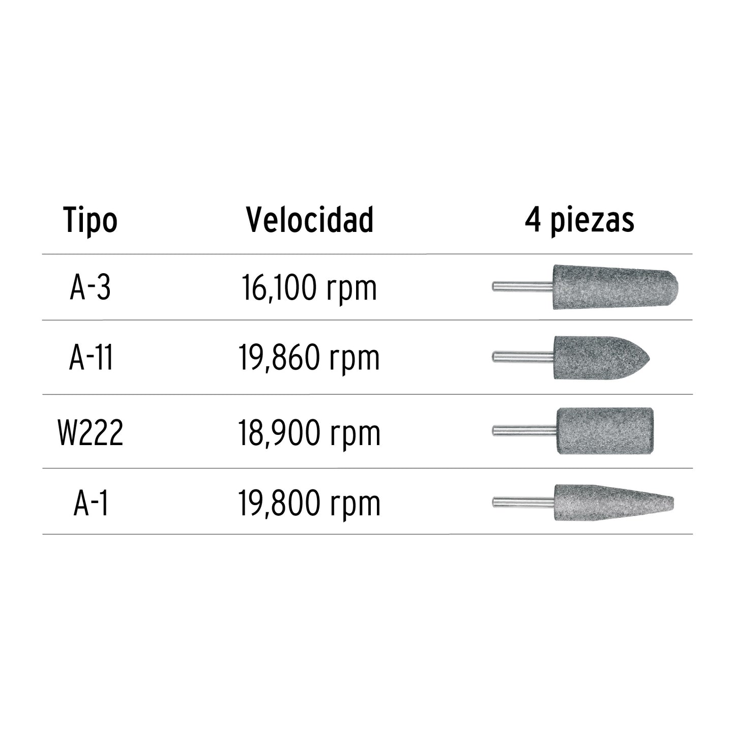 Juego de 4 piedras montadas zanco 1/4', acero inoxidable