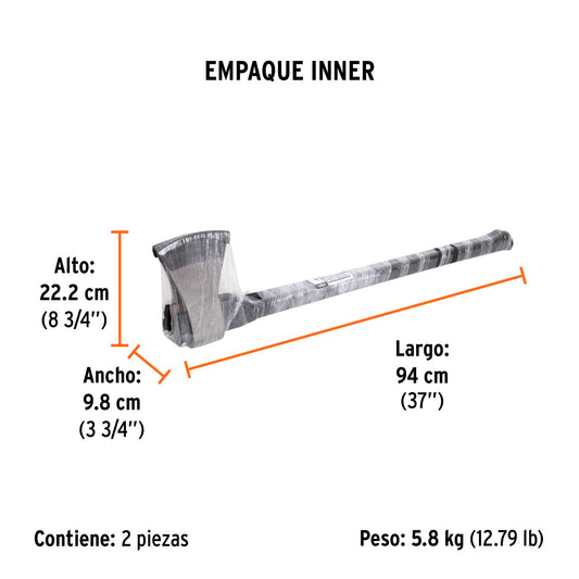 Hacha labor entera 4 lb, mango de fibra de vidrio 36',TRUPER