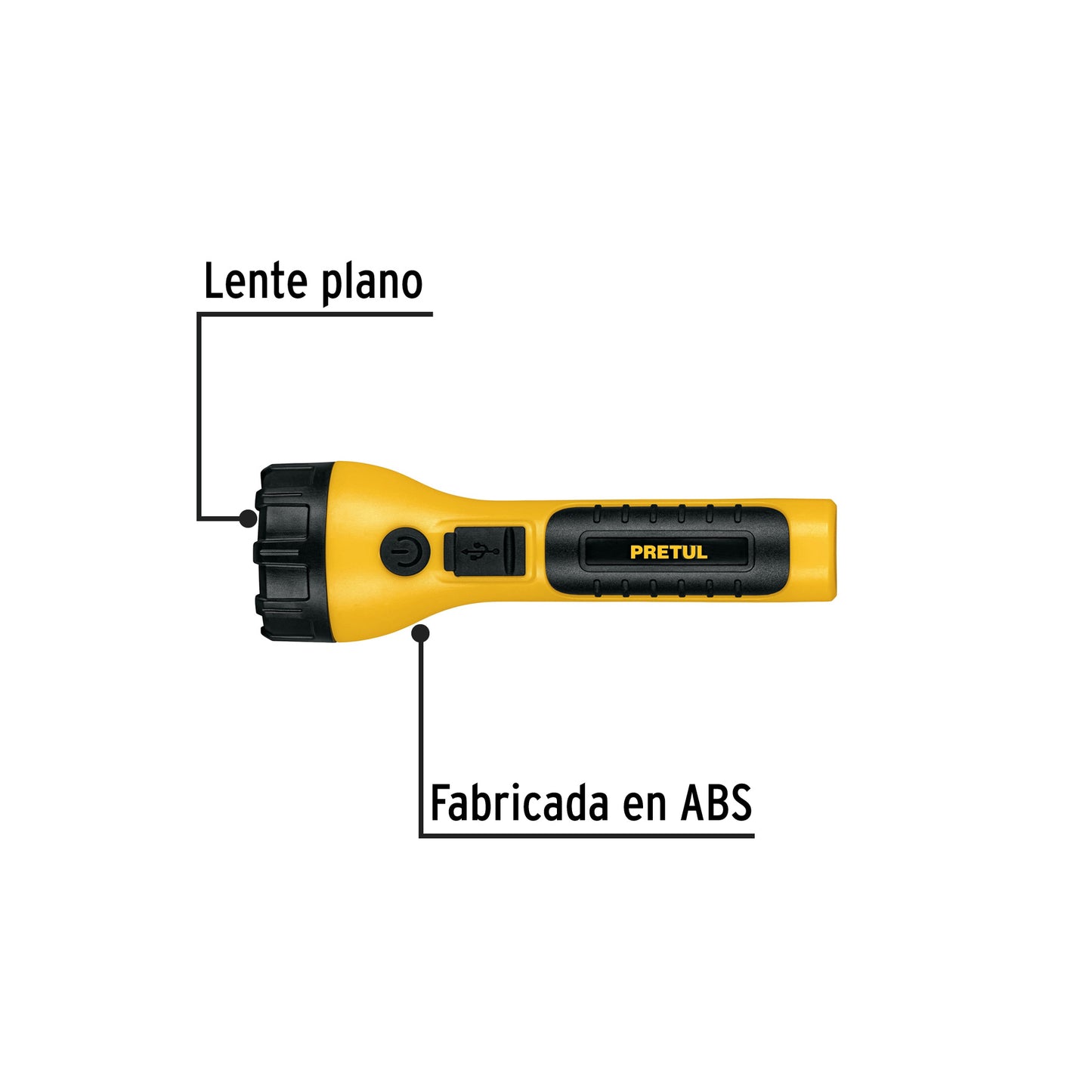 Linterna plástica de LED, 120 lm, recargable, PRETUL