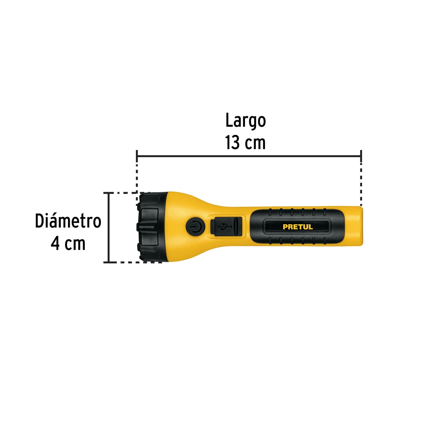 Linterna plástica de LED, 120 lm, recargable, PRETUL