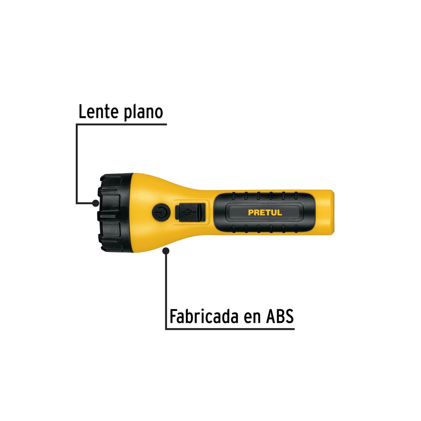 Linterna plástica de LED, 180 lm, recargable, PRETUL
