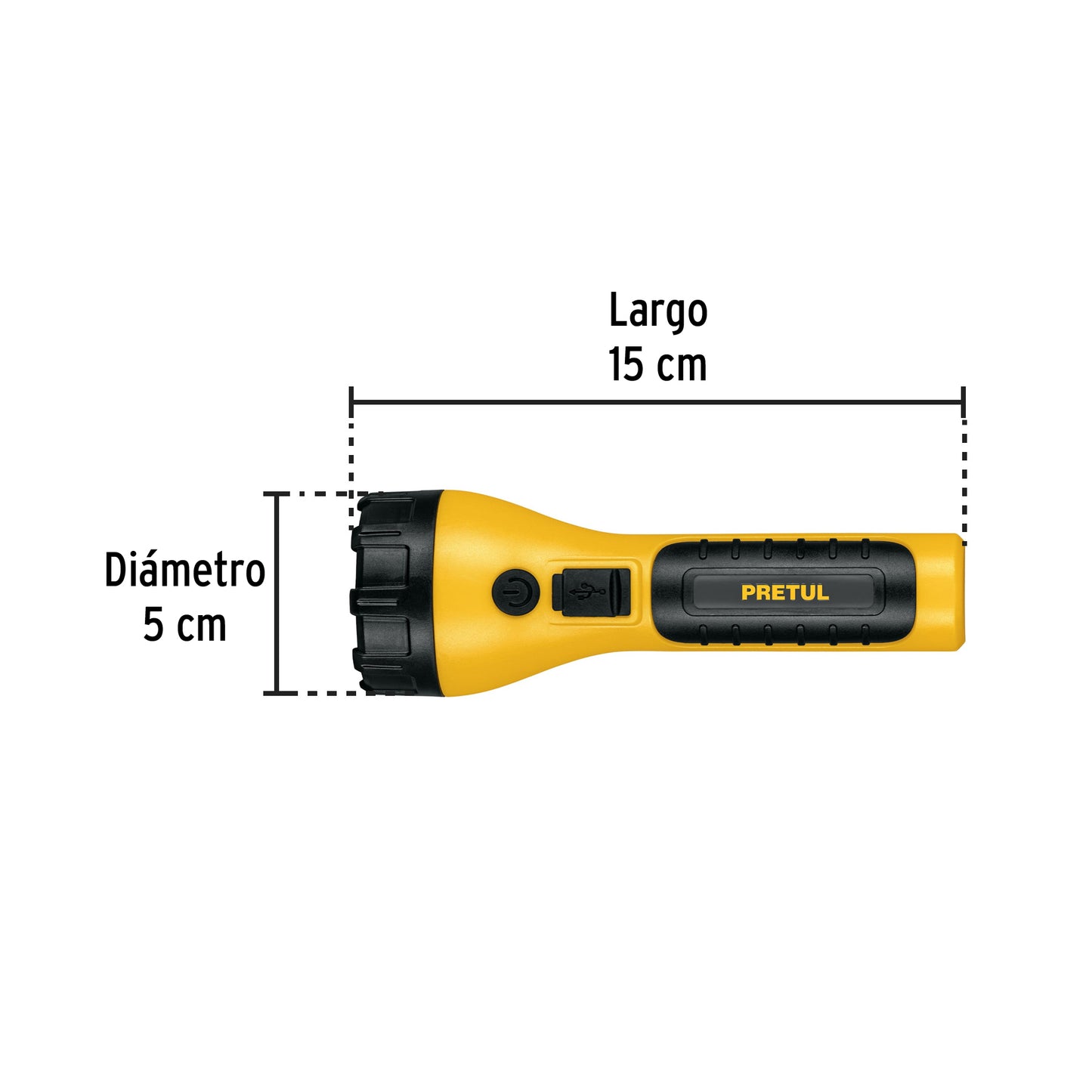 Linterna plástica de LED, 180 lm, recargable, PRETUL