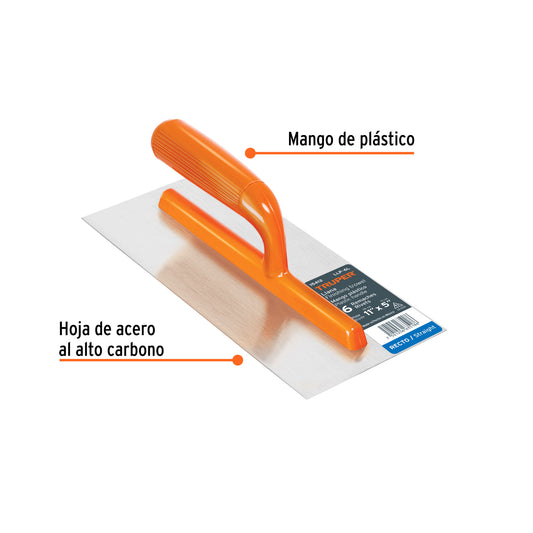 Llana 11' canto recto, 6 remaches, mgo plástico, Truper