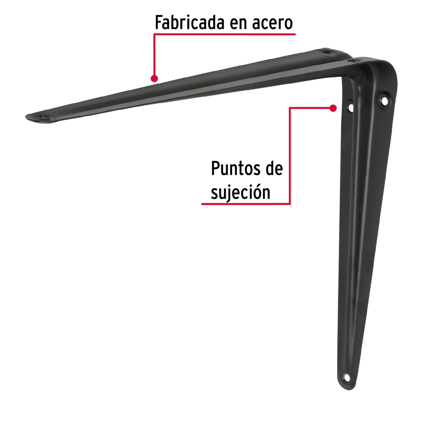 Ménsula de acero negra 10 x 12', FIERO