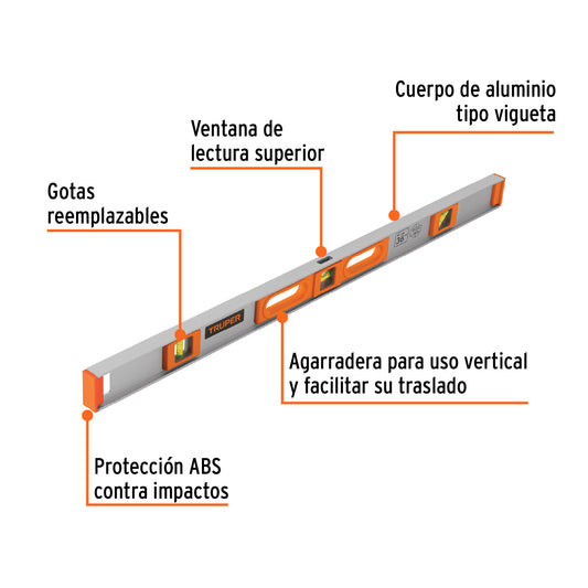 Nivel profesional de 36' con protección de ABS, Truper