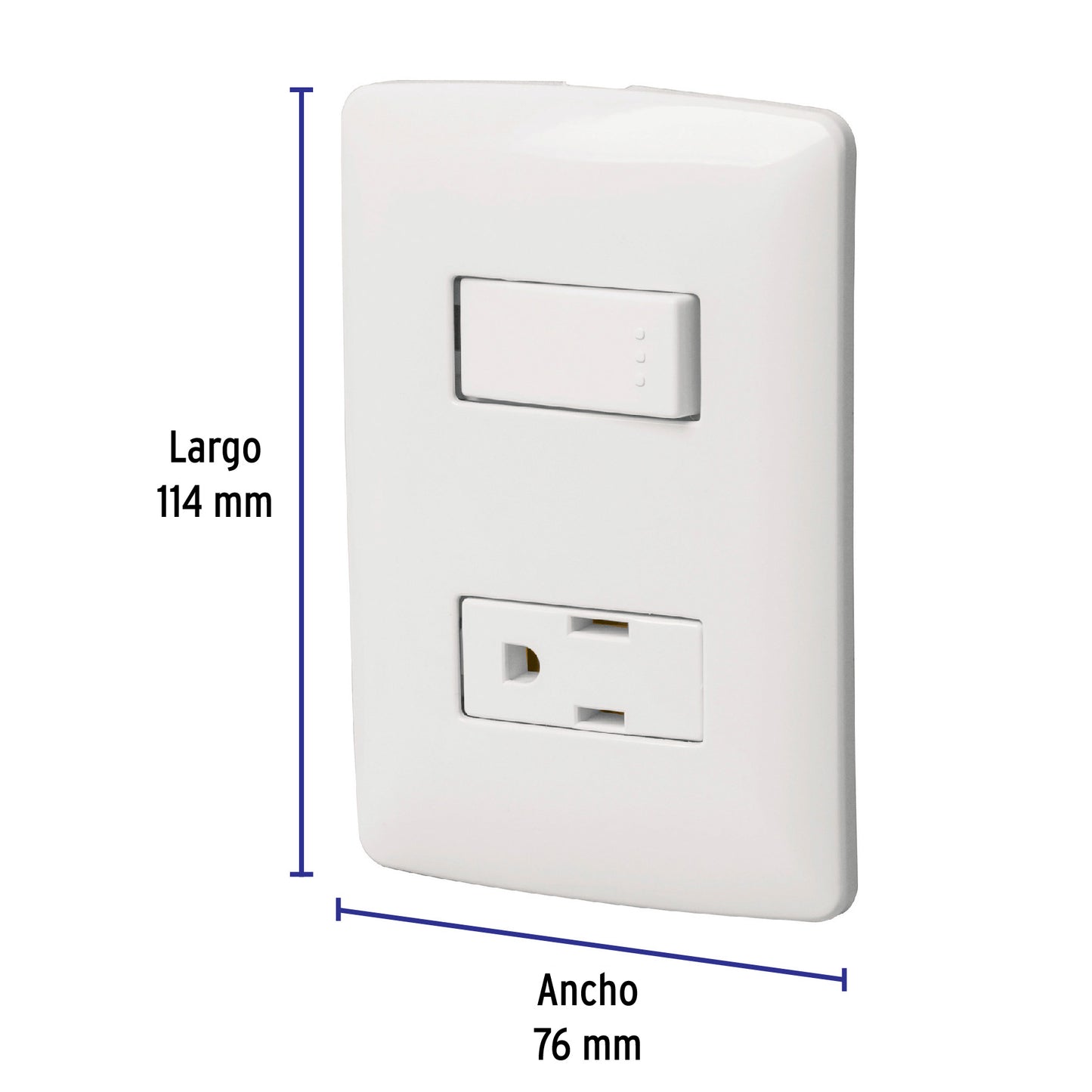 Placa armada contacto e interruptor, blanco, línea Italiana