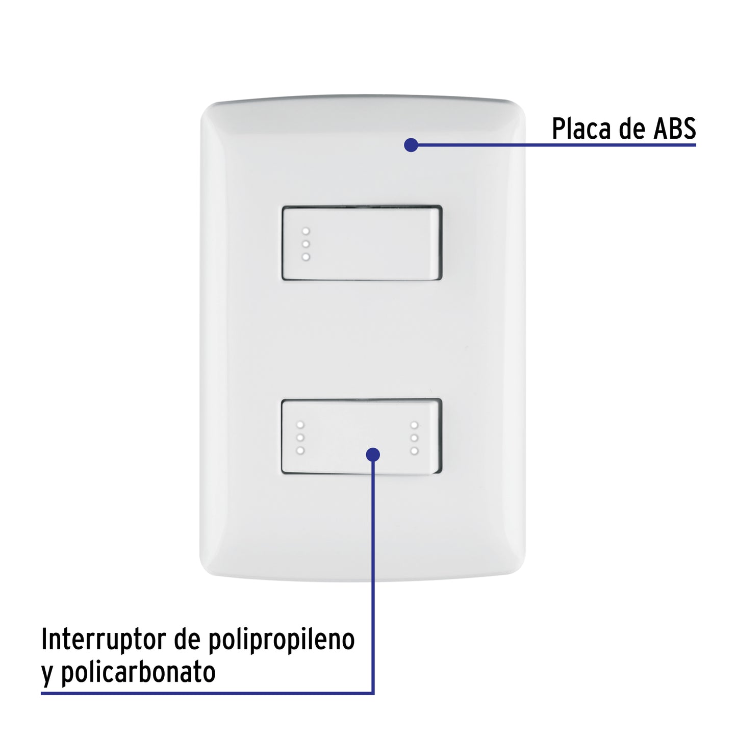 Placa armada 1 interruptor 1 escalera,blanco, línea Italiana