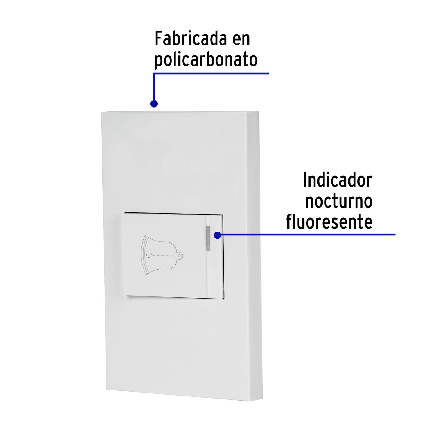 Placa armada 1 interruptor de timbre,1.5mod, Española,blanco