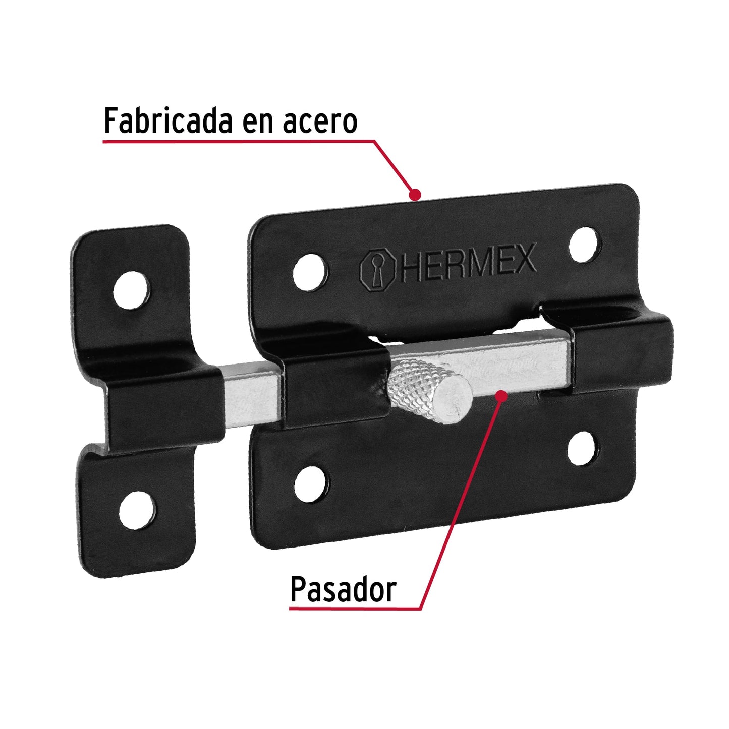 Pasador de barra plana 2', negro, HERMEX