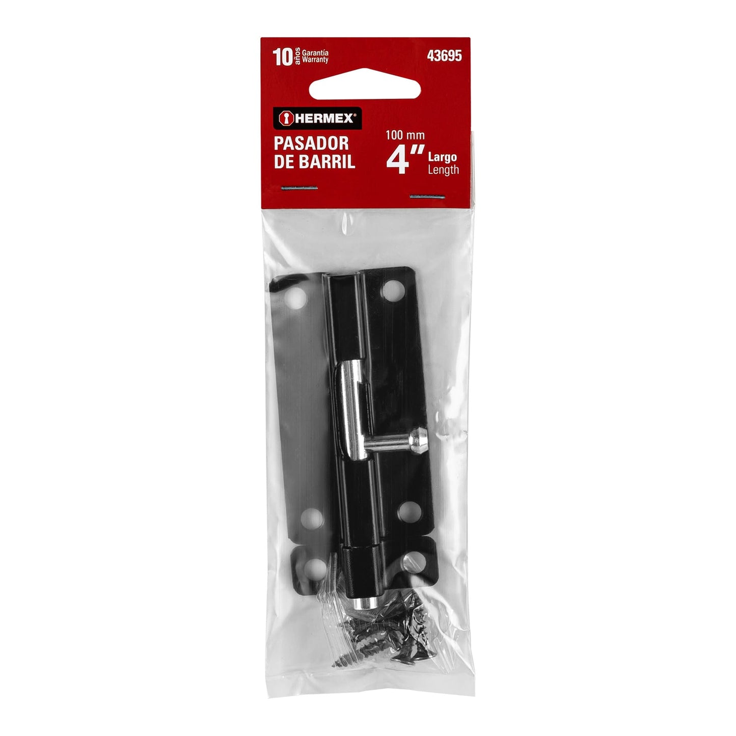Pasador de barril 4' de acero acabado negro, HERMEX