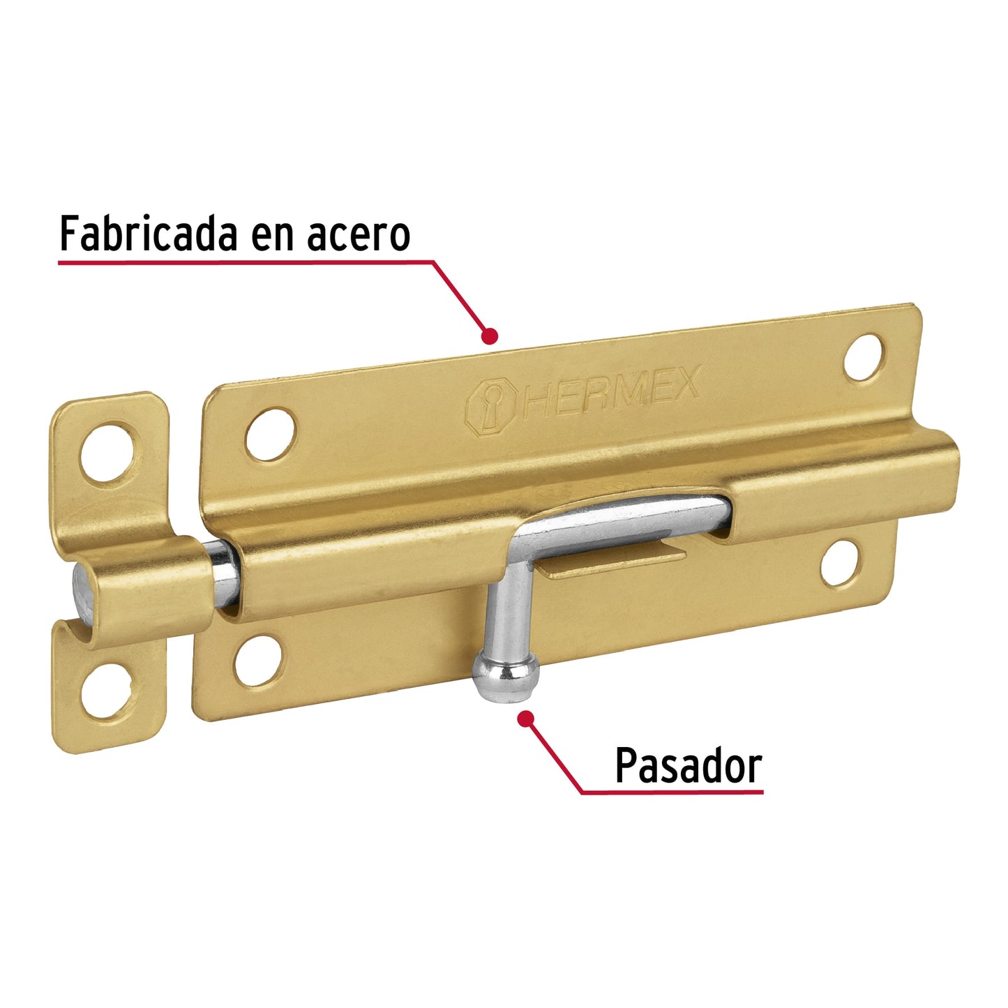 Pasador de barril de acero latón 5', HERMEX