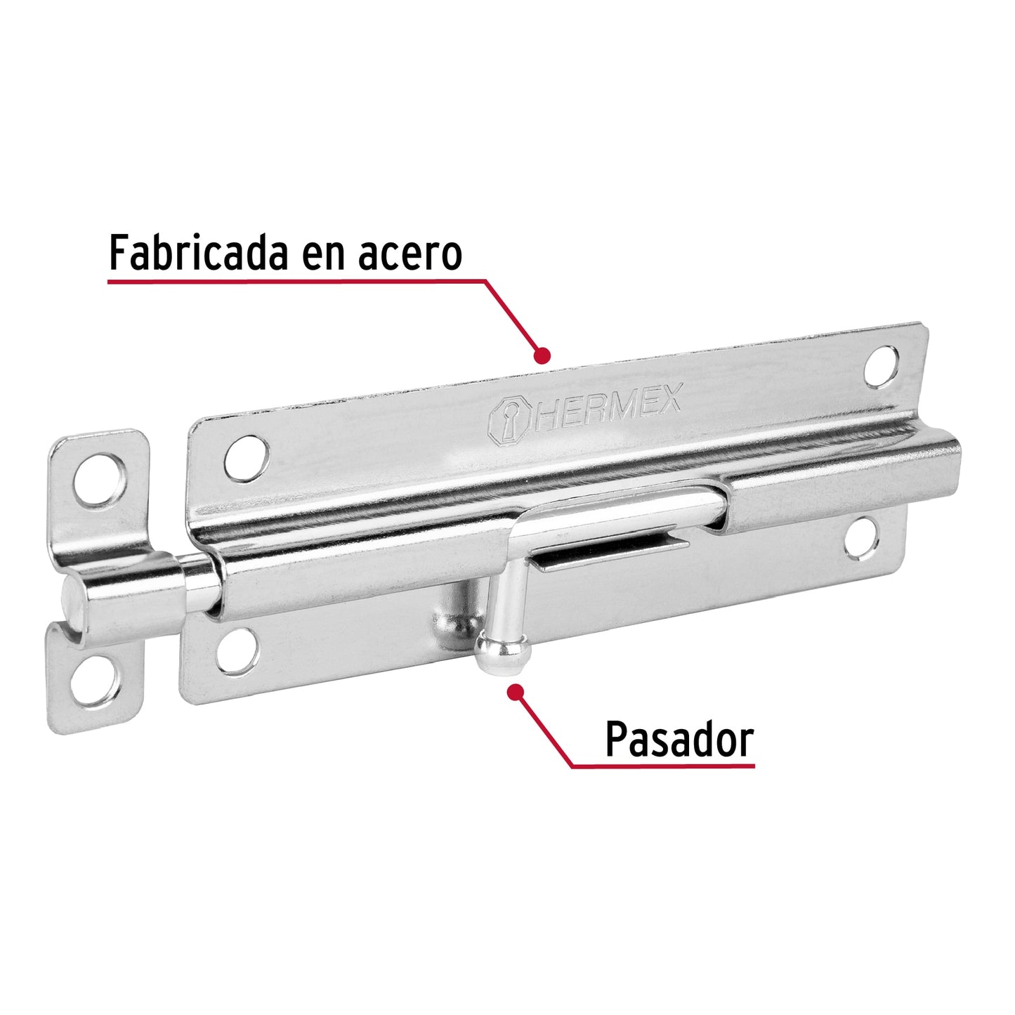 Pasador de barril de acero cromo 6', HERMEX