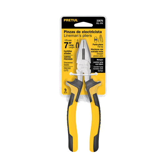 Pinza para electricista 7' mango Comfort Grip, Pretul