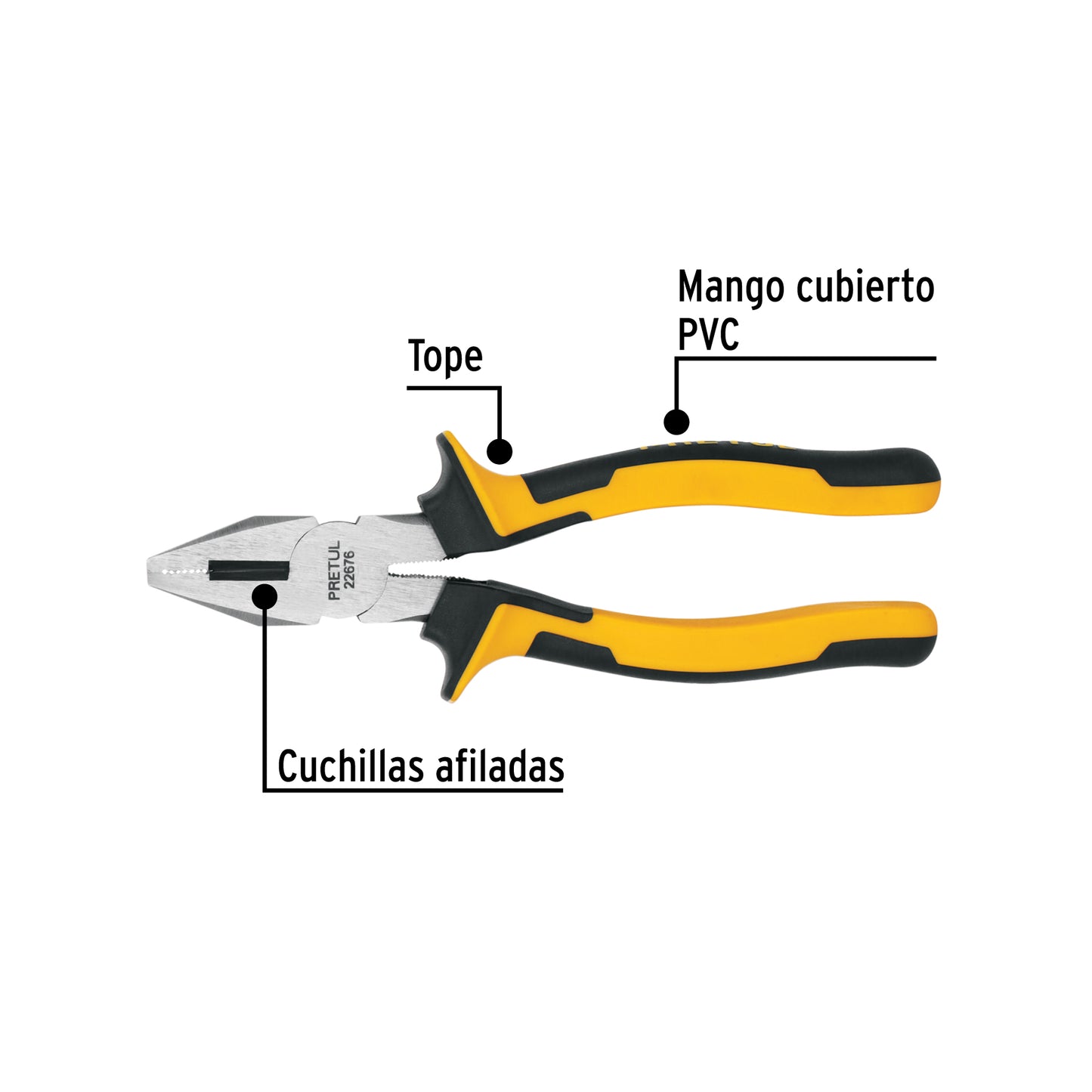 Pinza para electricista 7' mango Comfort Grip, Pretul