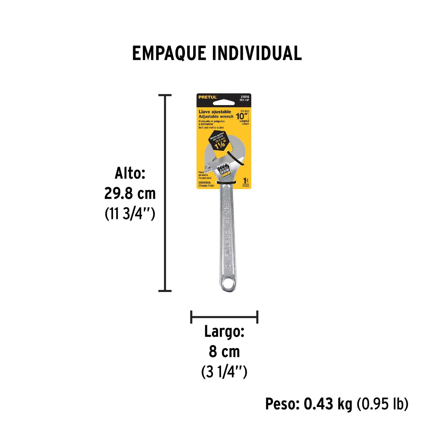 Llave ajustable (perico) 10' cromada, Pretul